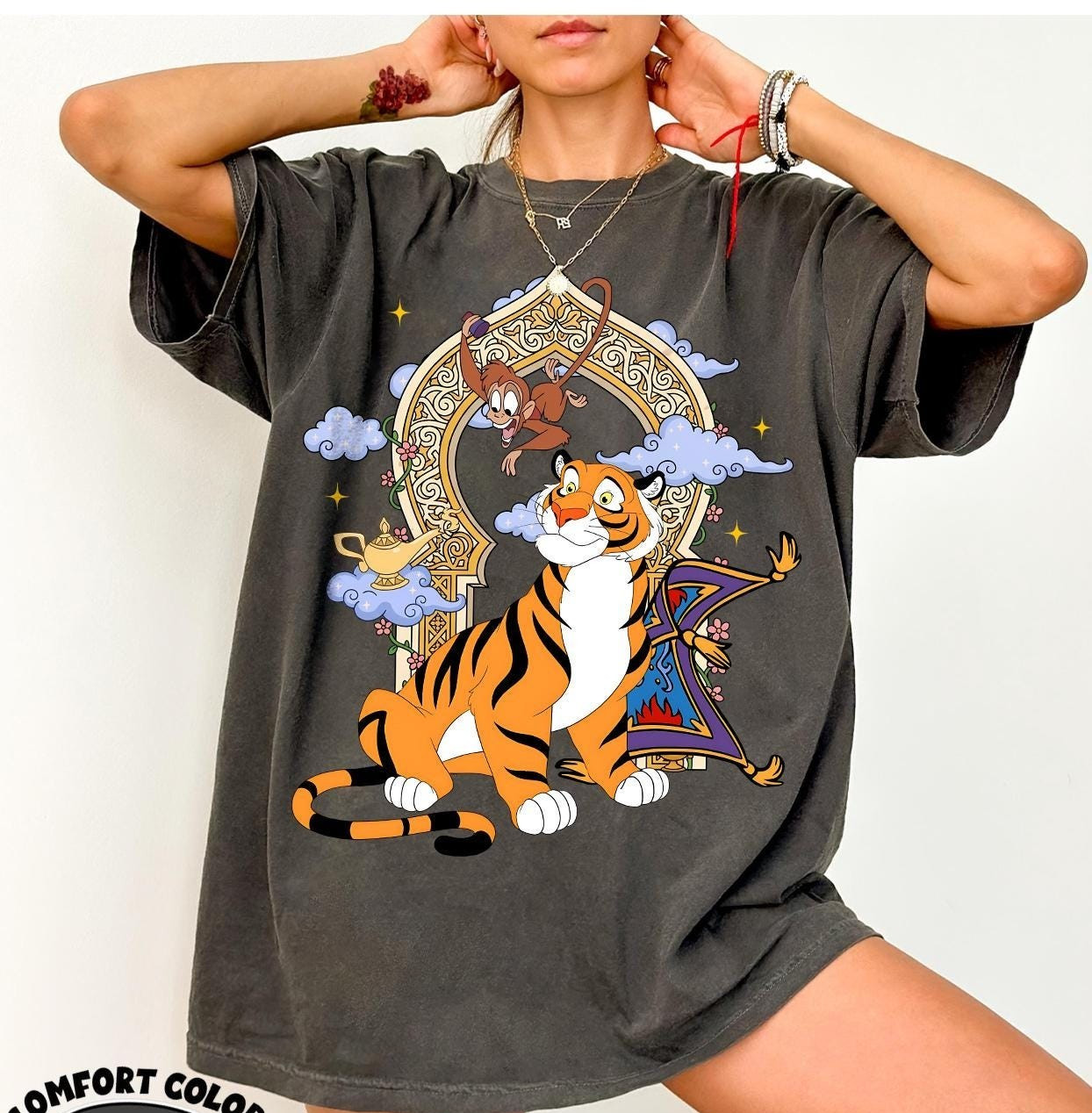 Retro Aladdin Friends Shirt, Rajah Tiger and Abu Monkey Tee gallery