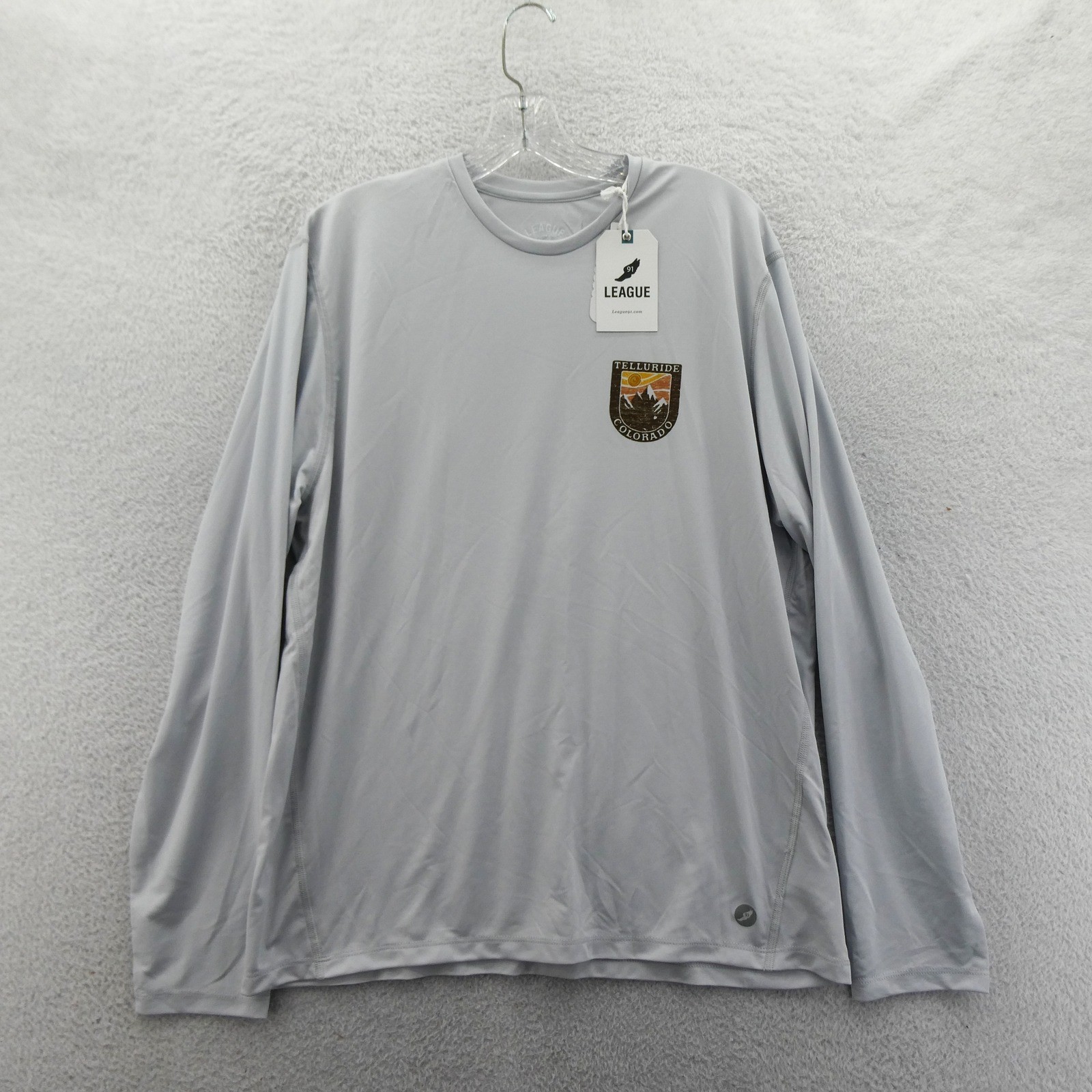 League Long Sleeve Shirt Men Large Telluride Colorado Gray Graphic Recycled Poly gallery