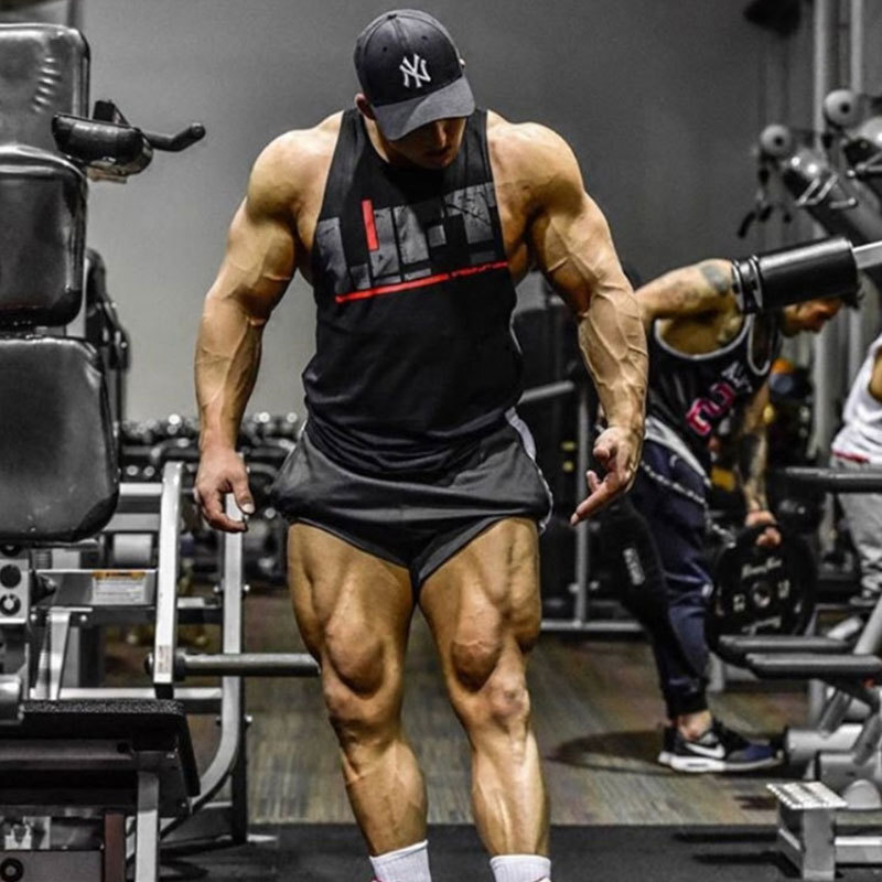 Men Workout Tank Top Sleeveless Gym Shirts Bodybuilding Fitness Muscle Tee Shirt gallery