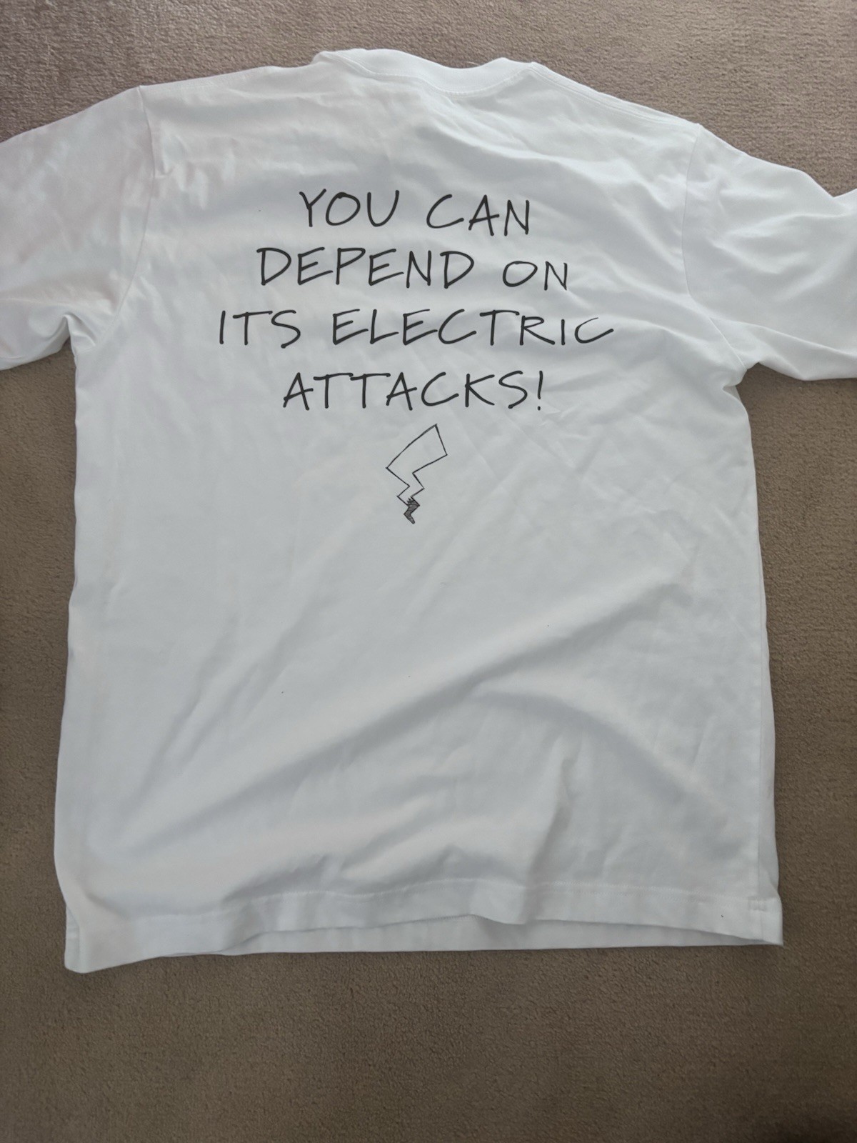 Pickachu Shirt Men Energy Fully Charged Medium White Graphic Tee gallery