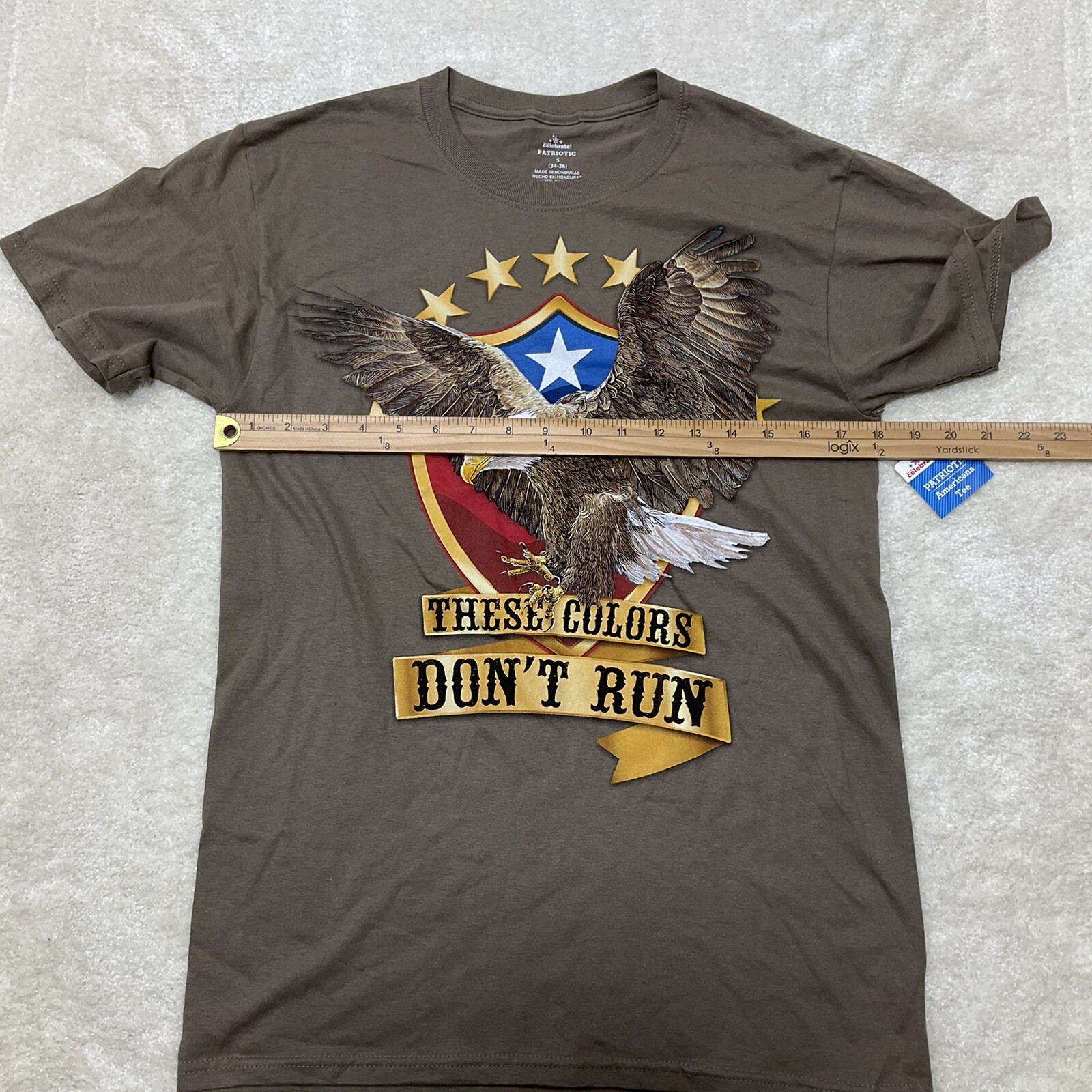 Way To Celebrate Patriotic Mens Size S 34-36 These Colors Dont Run T-Shirt Brown gallery