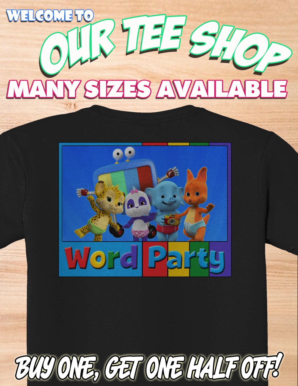 WORD PARTY - Custom Shirt Children Cartoon TV Show - Free Shipping gallery