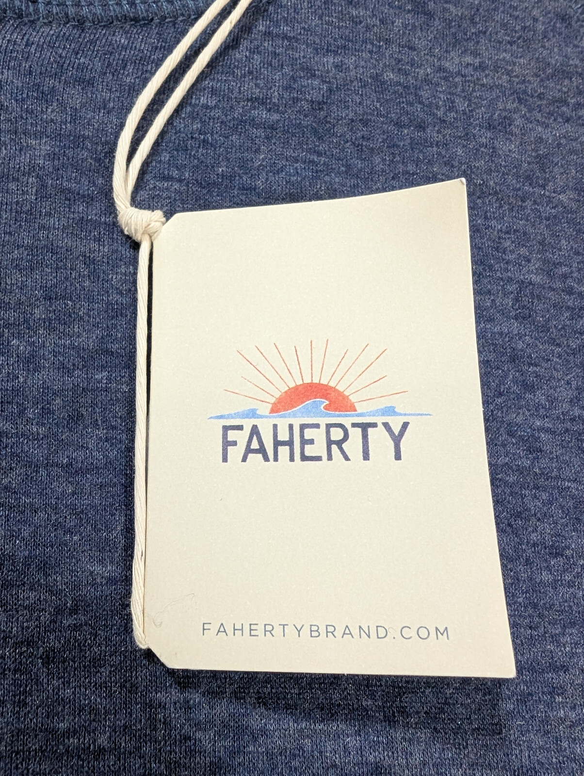 Faherty Men's Navy Heather Blue Cloud Cotton Long Sleeve Henley Shirt Tee 2XL gallery