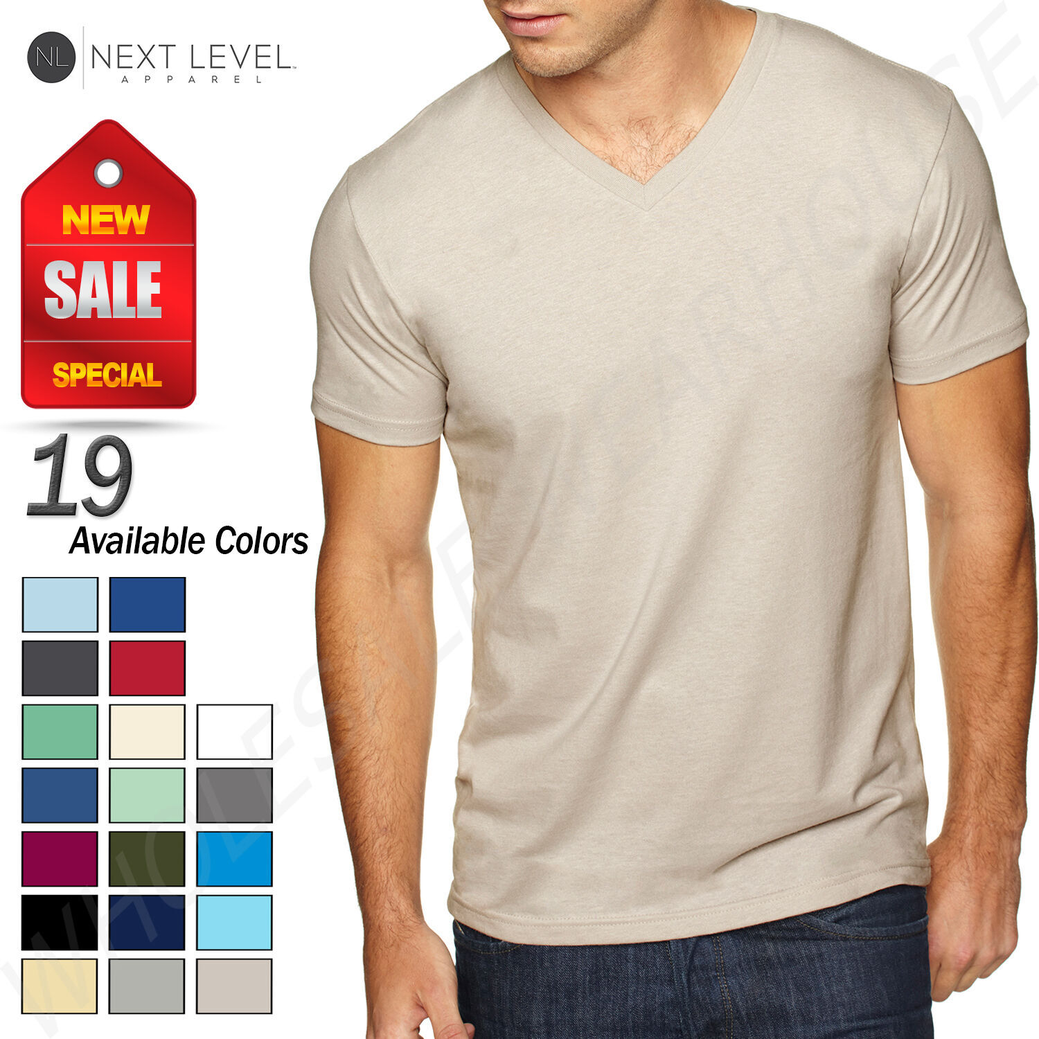Next Level Apparel Men's Sueded V-Neck Plain Short Sleeves T-Shirt 6440 XS-2XL gallery