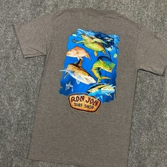 Guy Harvey Ron Jon Surf Shop Pocket Shirt Mens Small Gray Turtle Dolphin Shark