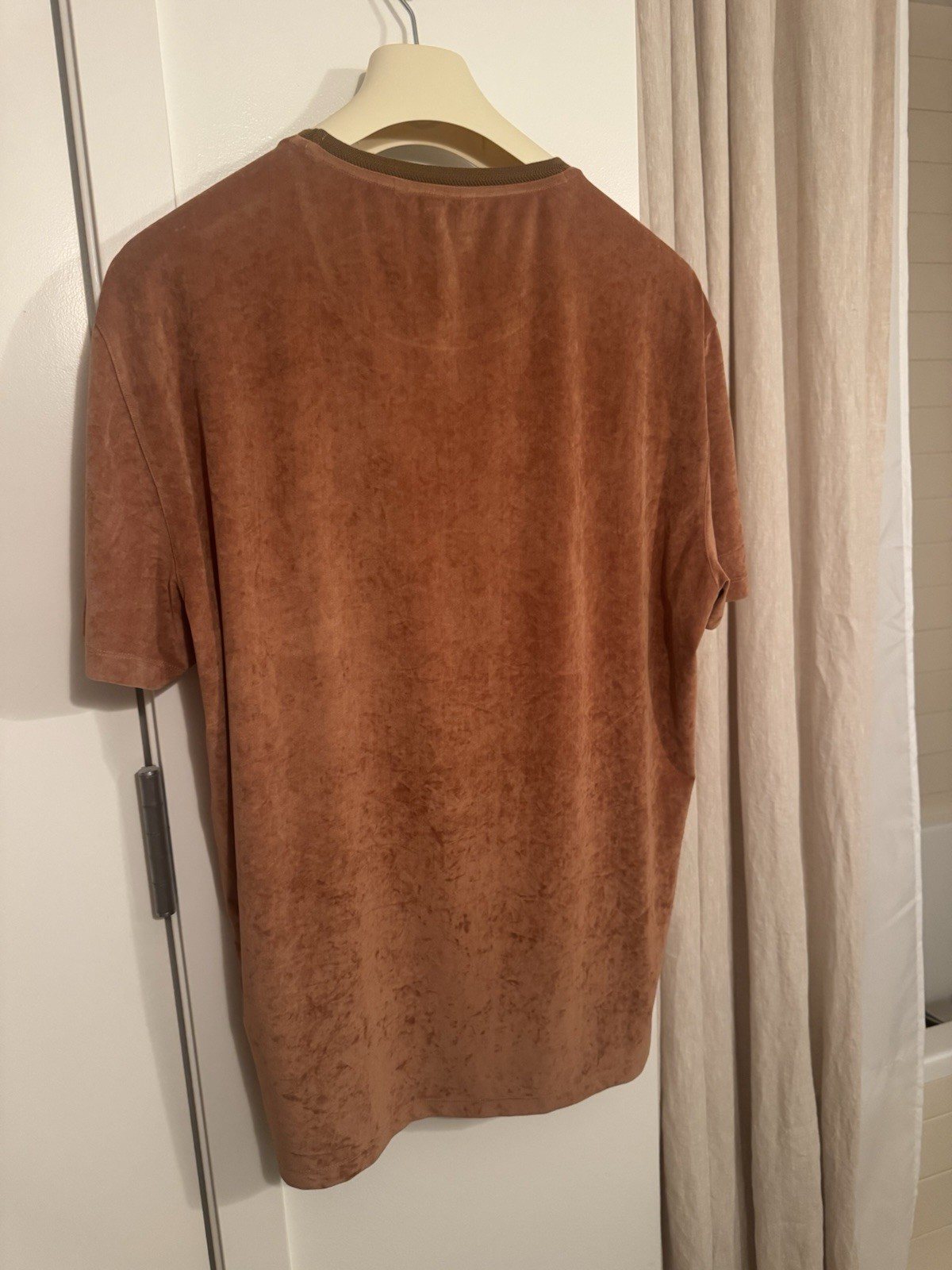 John Varvatos Men’s XL Solid Brown Knit Crew Neck Short Sleeve T-Shirt gallery