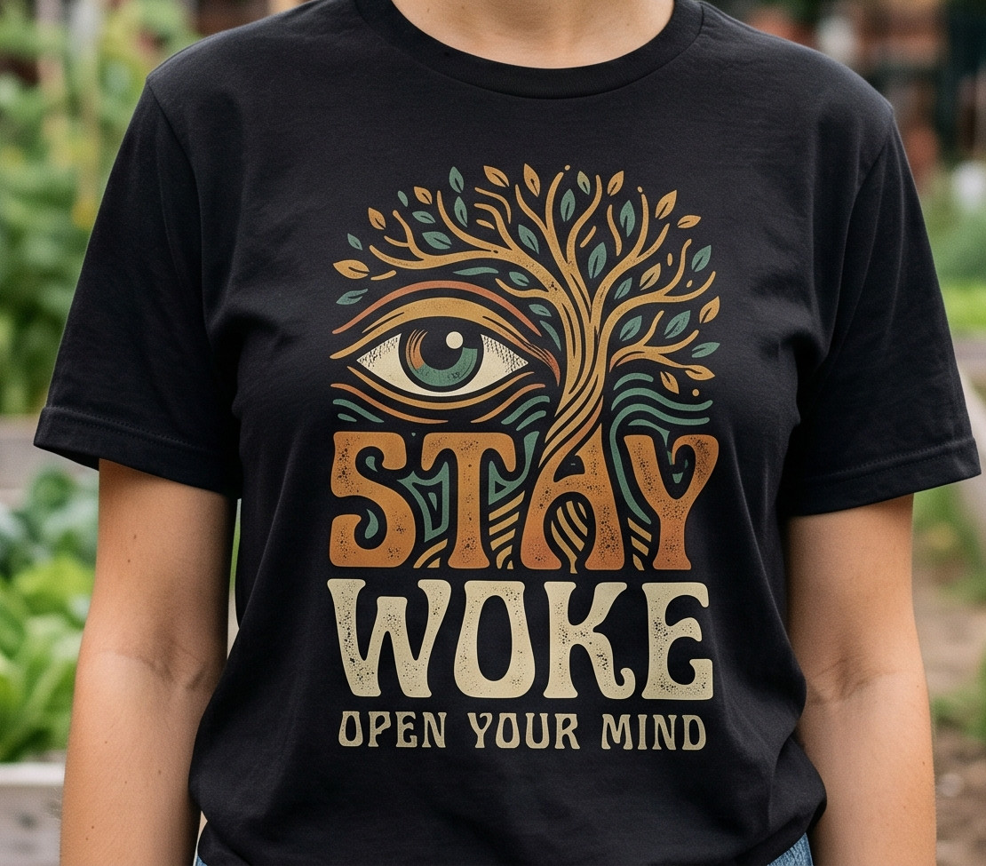 Poly-Cotton Blend Custon T-Shirt Stay Woke XS/S/M/L/XL gallery
