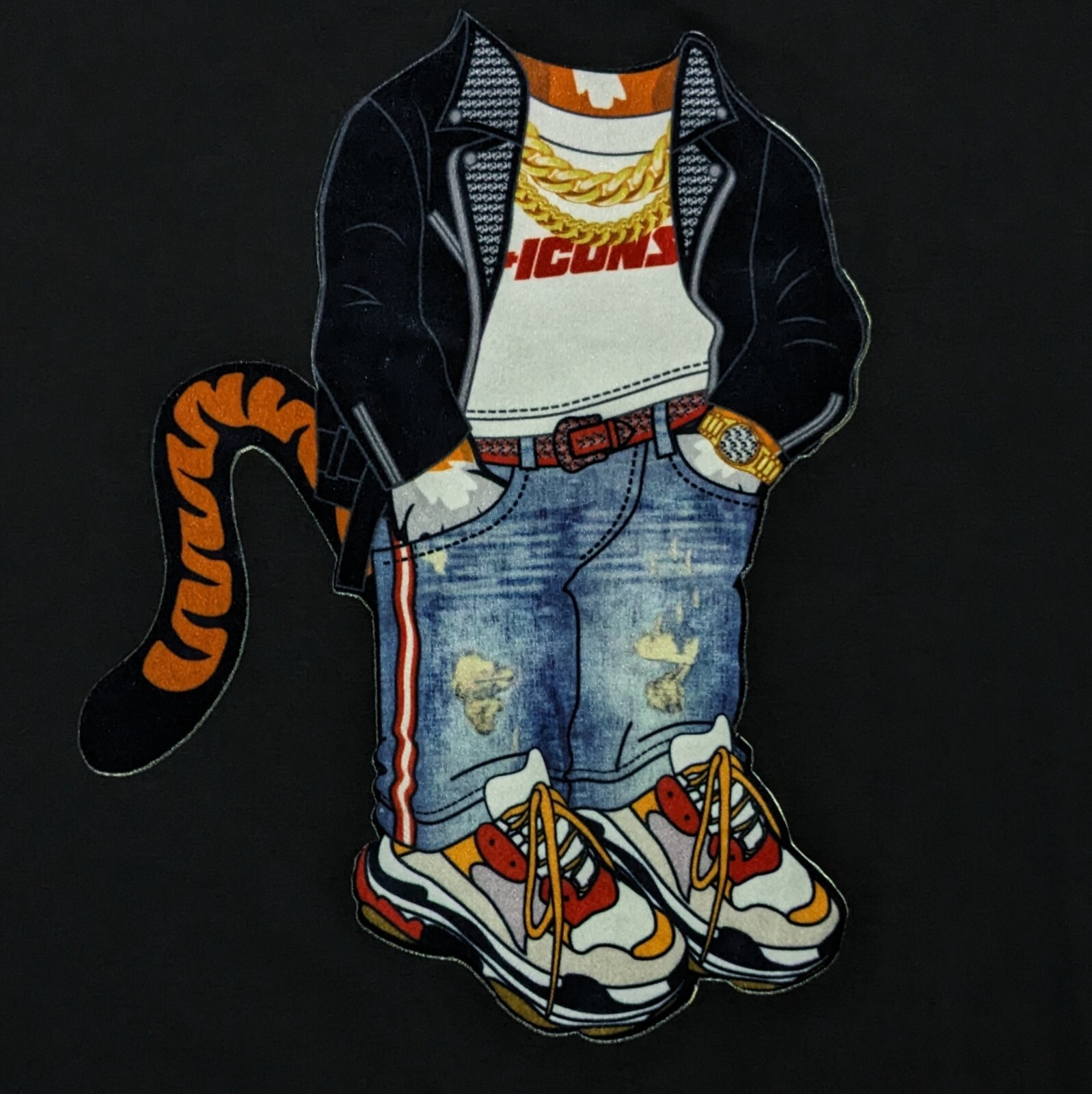 Eternity BC/AD Hip Hop Tiger Cat Black Graphic T Shirt Men's Size 2XL gallery