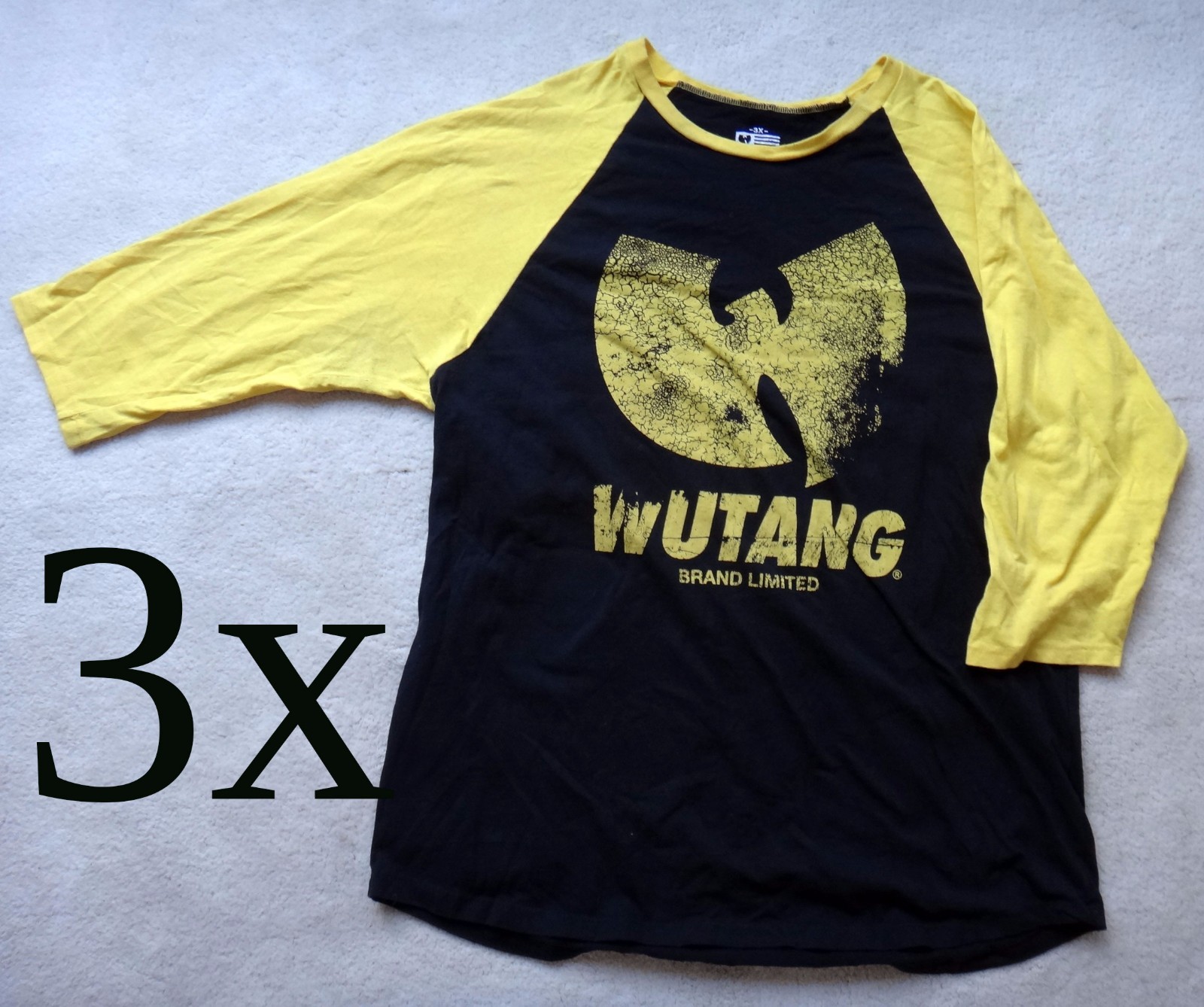 WUTANG brand limited baseball tee 3x black yellow RARE clan shaolin enter the cd gallery