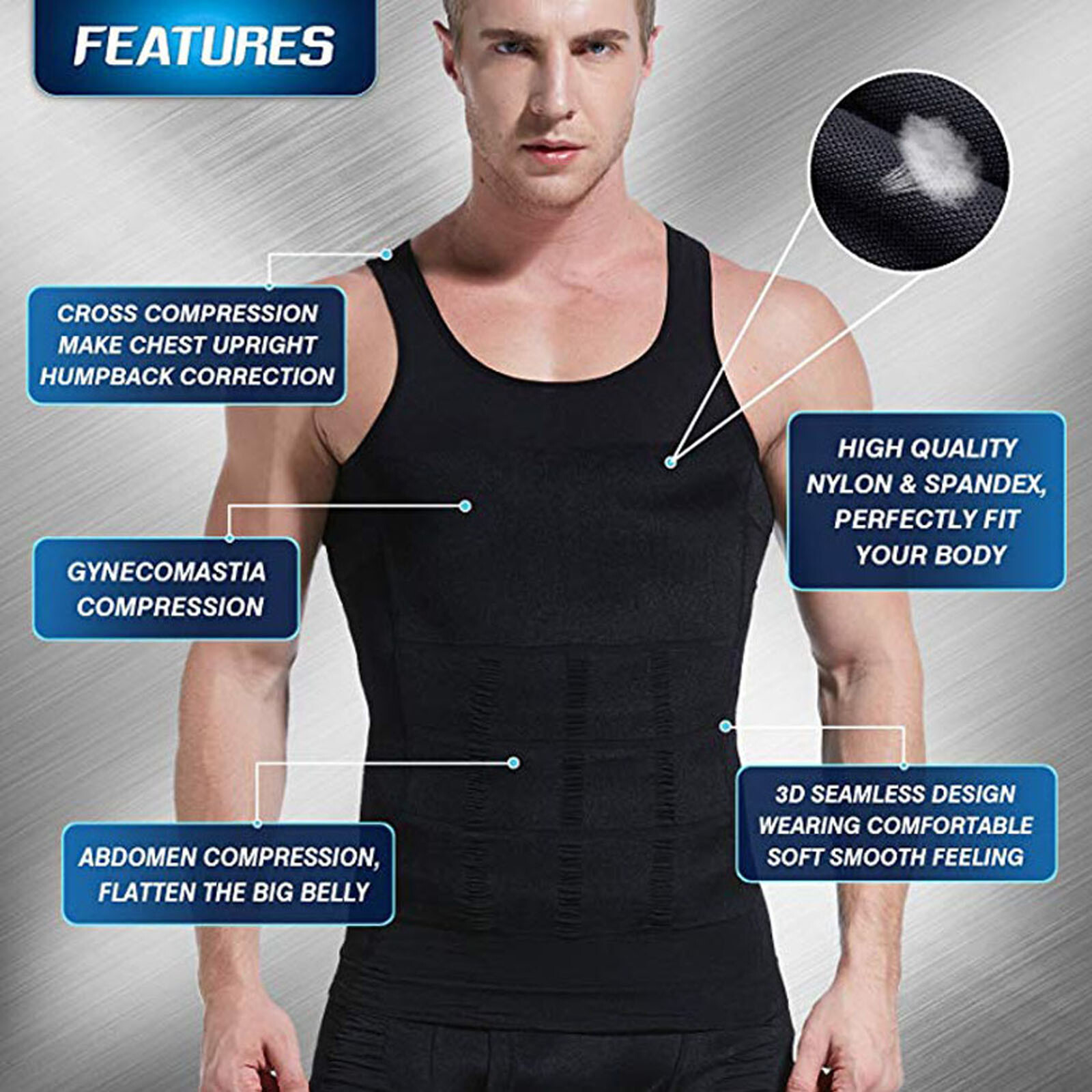 Sculptcore Men's Body Shaper Compression Ionic Shaping Shirt Slimming Tank Top gallery