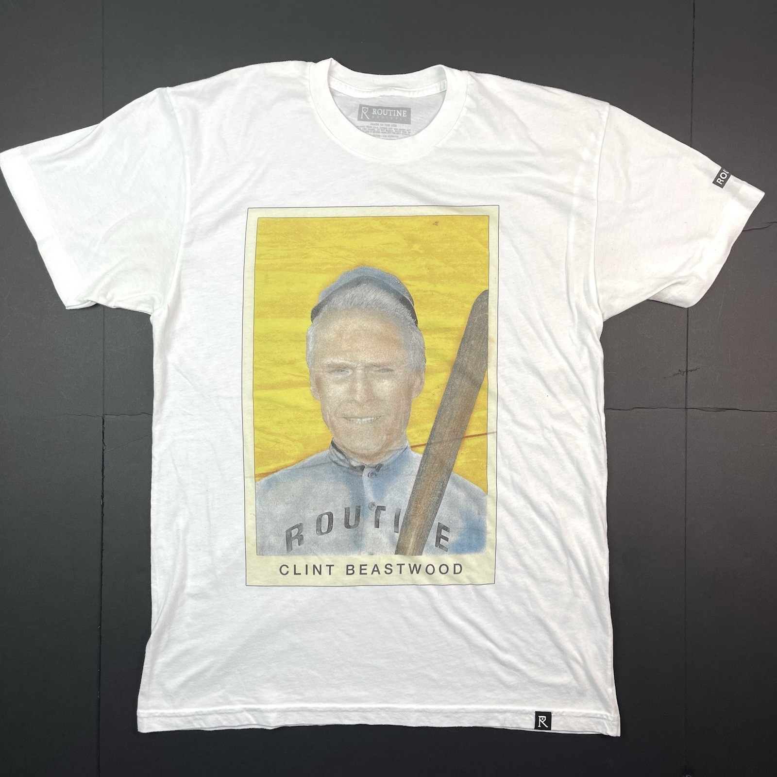 Routine Baseball Clint Eastwood Beastwood Trading Card Graphic White T-Shirt M