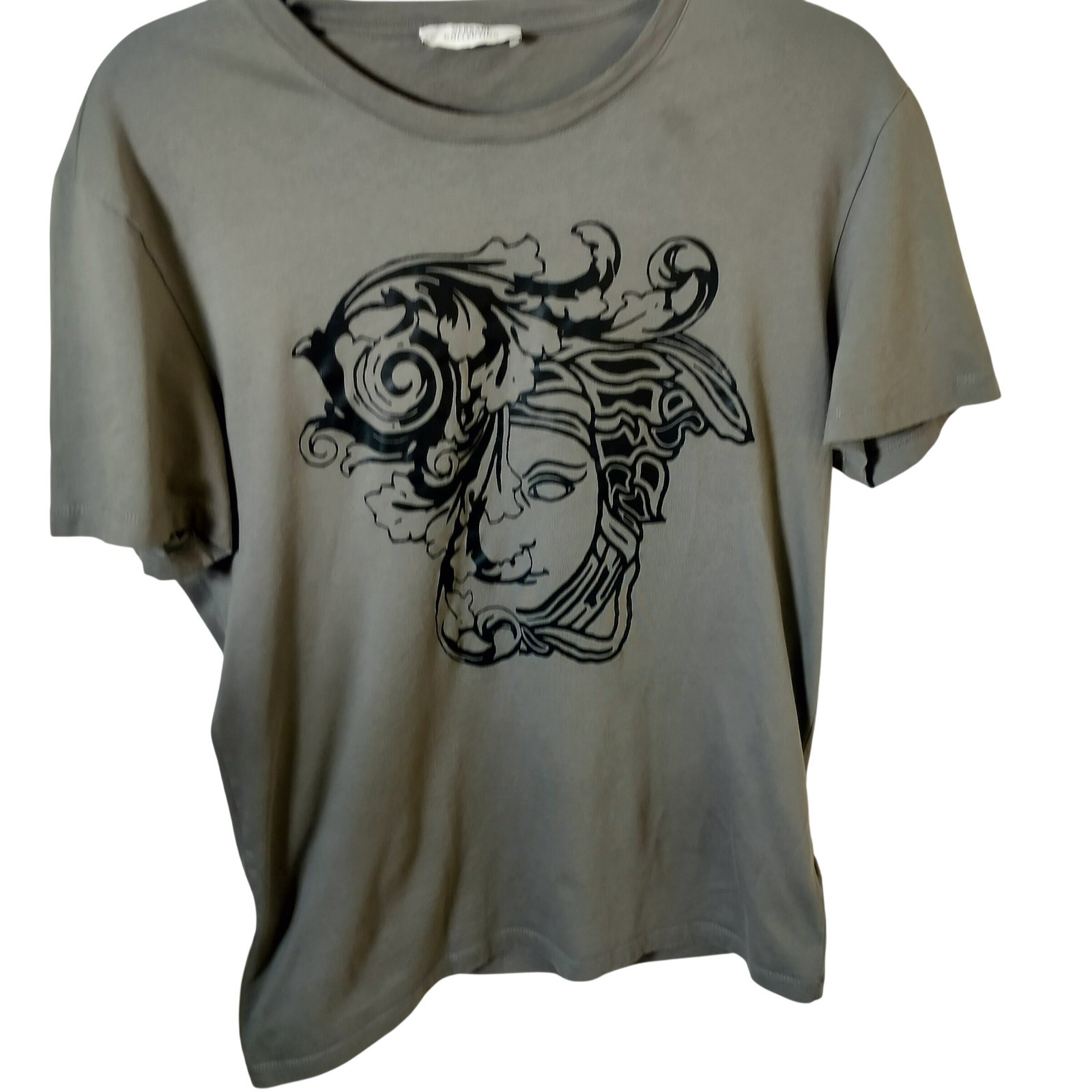Versace Collection Medusa Graphic T-Shirt Olive Green Grey Mens Crew Neck Tee gallery