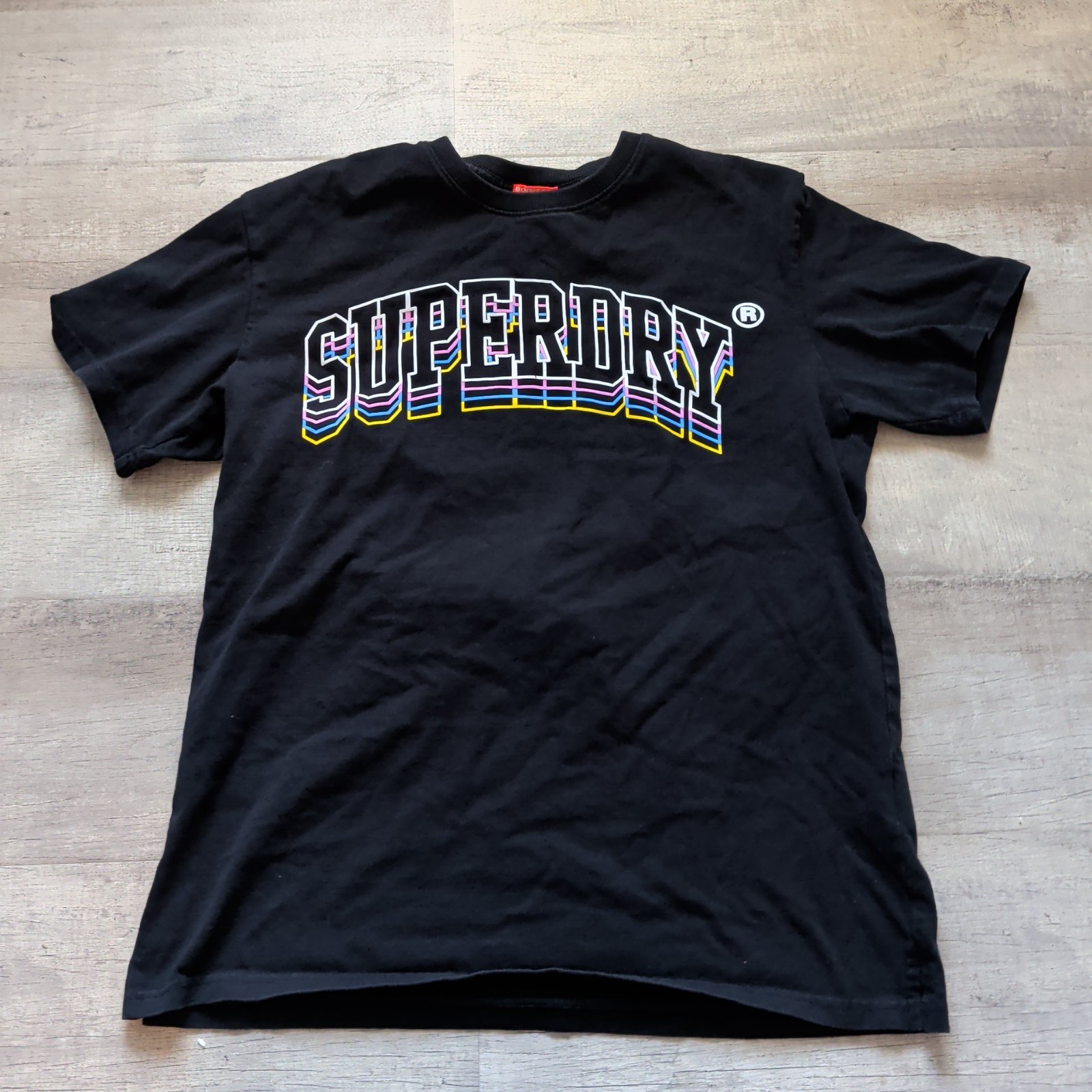 Mens SuperDry Big Logo Graphic T Shirt Black Size XL British Design EUC gallery