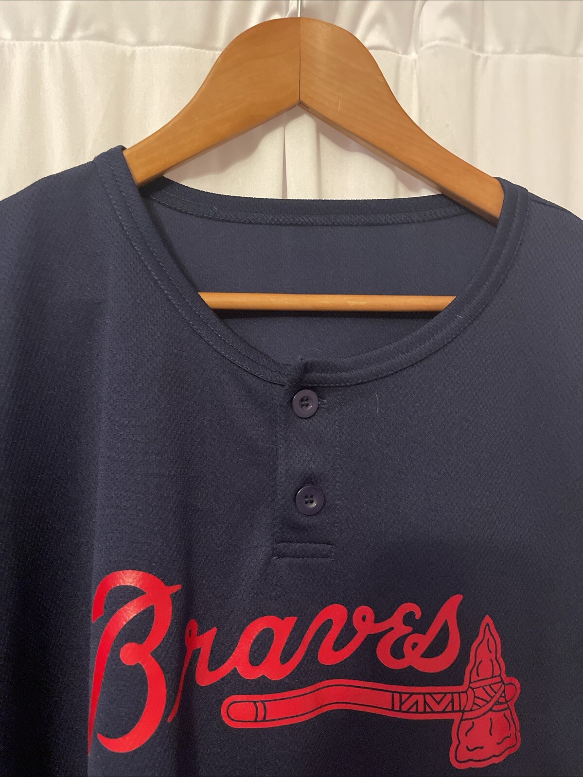 Men's Size XL Atlanta Braves MLB #33 Blue Polyester JERSEY gallery
