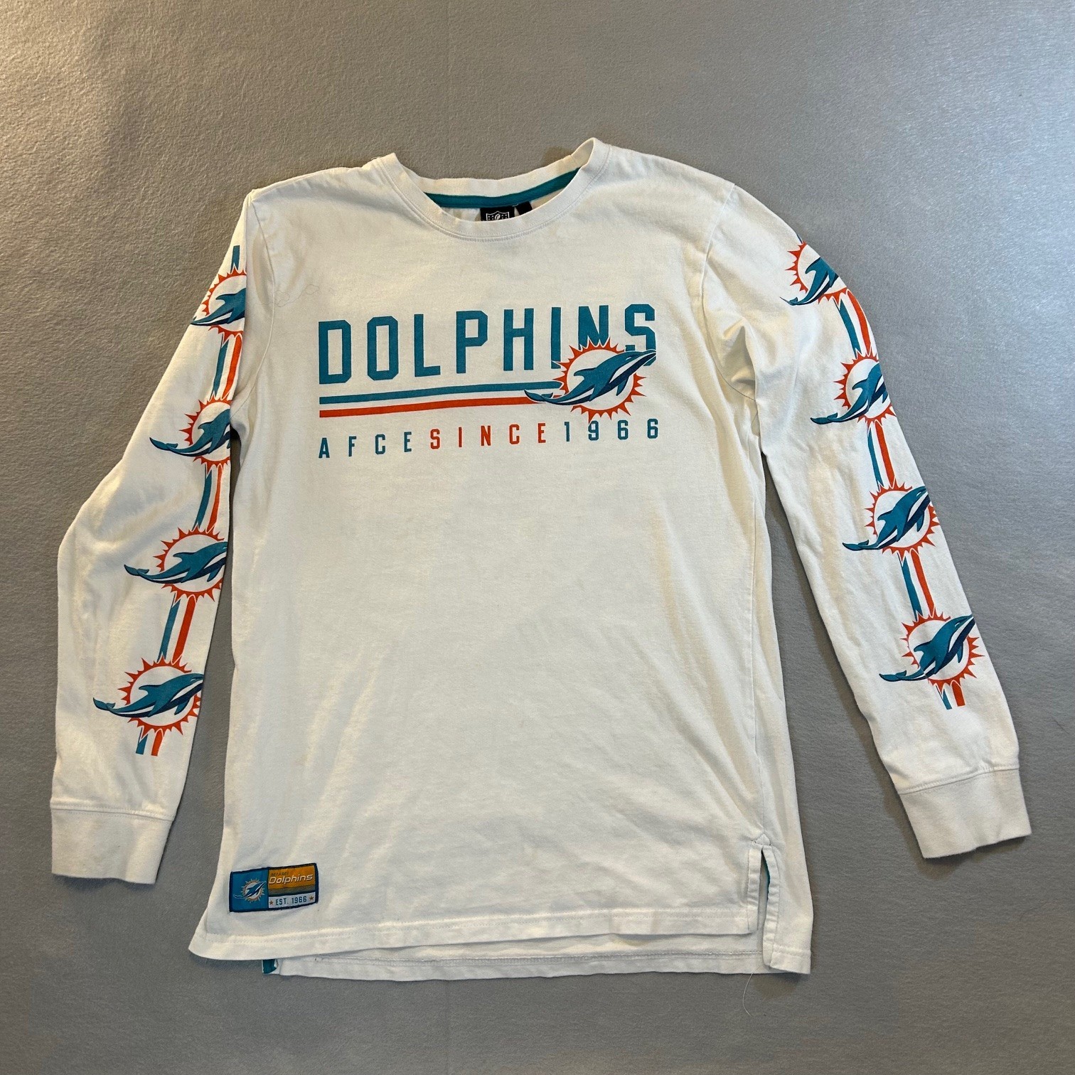 NFL Men’s Miami Dolphins Team Apparel Multicolor Long Sleeve Tee Shirt Size S