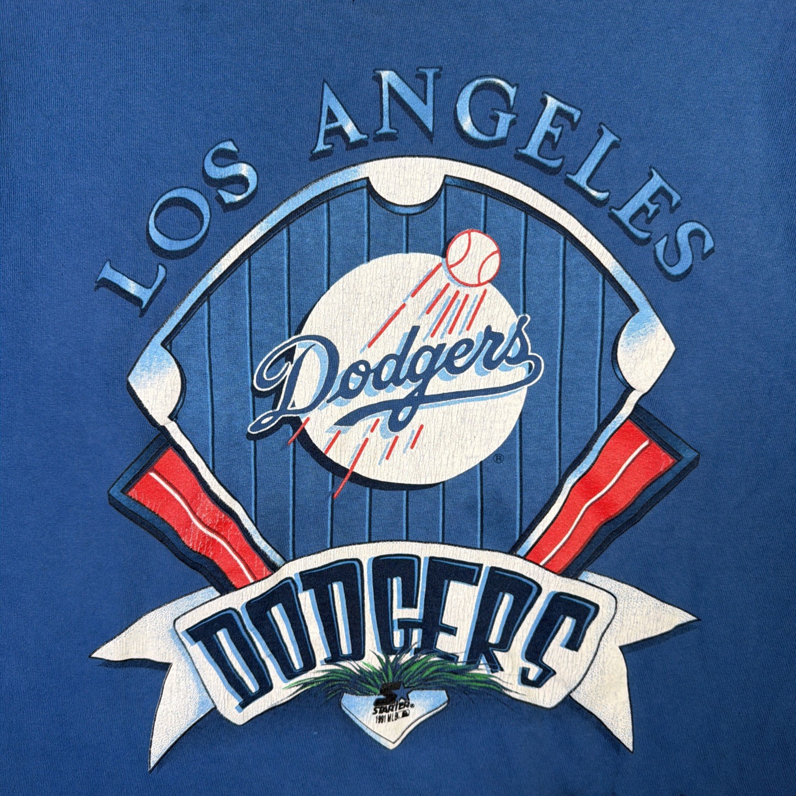 Vintage Los Angeles Dodgers Shirt Mens XL Blue Spellout 90s MLB Baseball Starter gallery