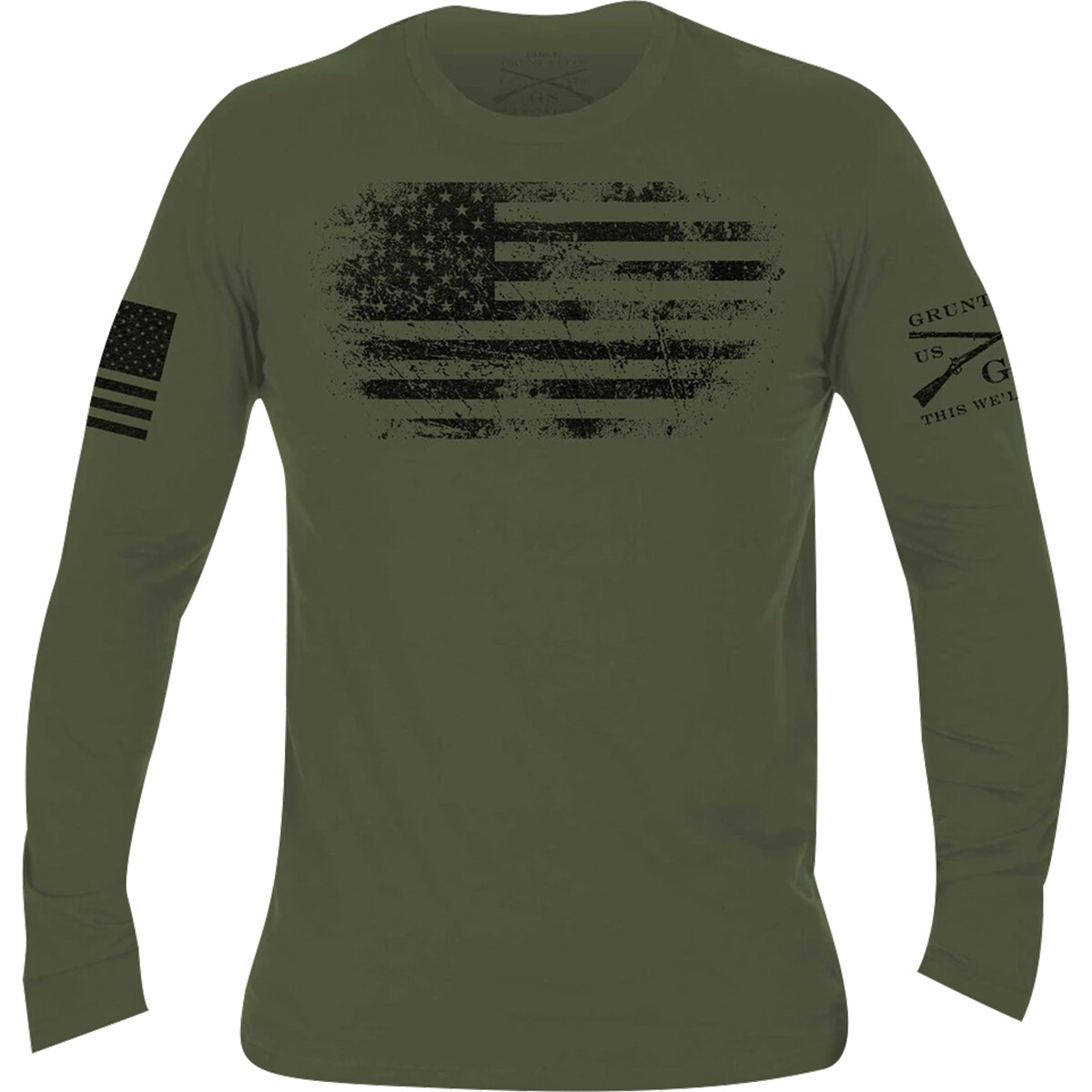 Grunt Style Vintage American Long Sleeve T-Shirt - Military Green gallery
