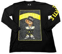 Hustle by Bailey Apparel Long Sleeve T Shirt XL Legendary Graphic Bear Black EUC
