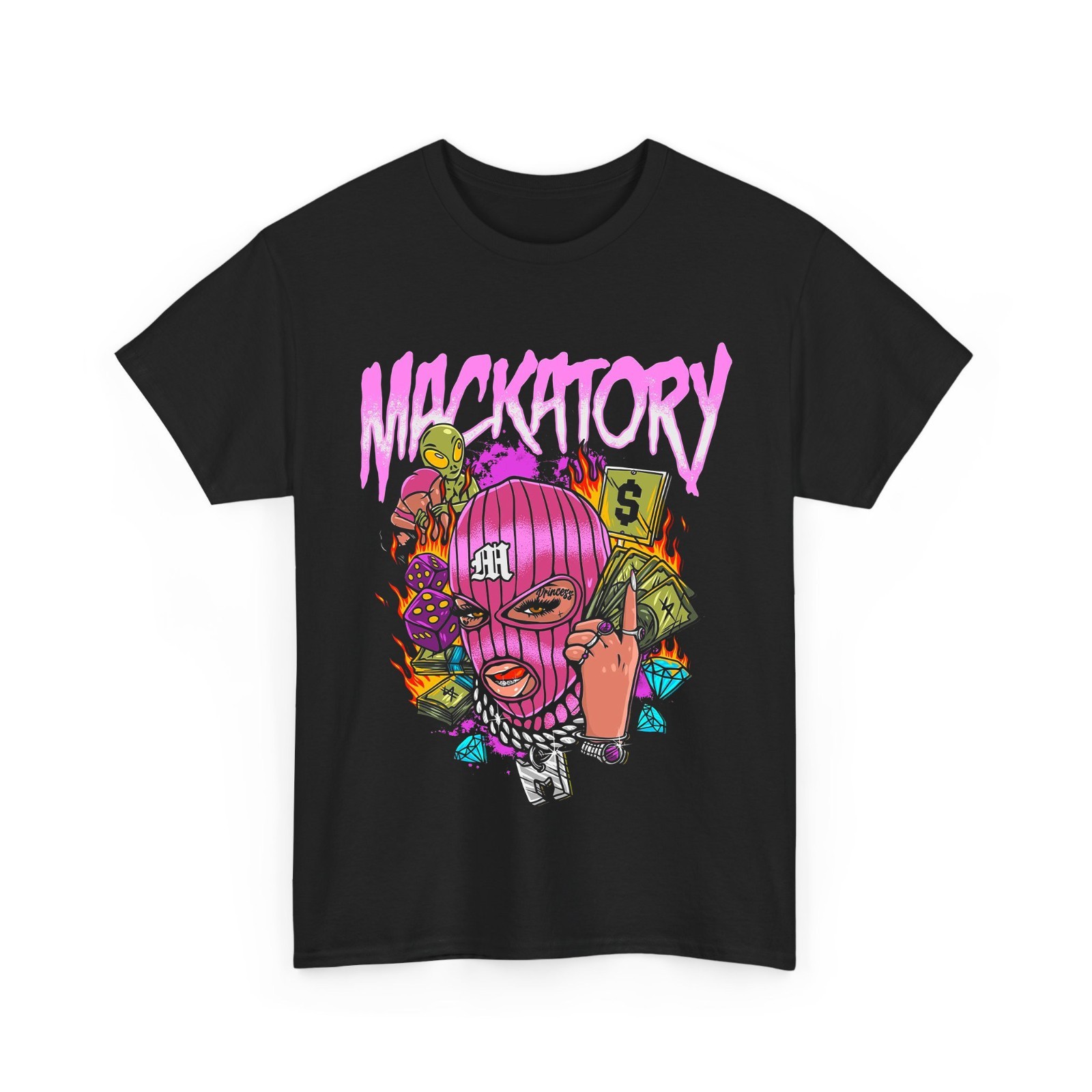 Streetwear Girl Wearing Balaclava Ski Mask Cash Men T-Shirt gallery