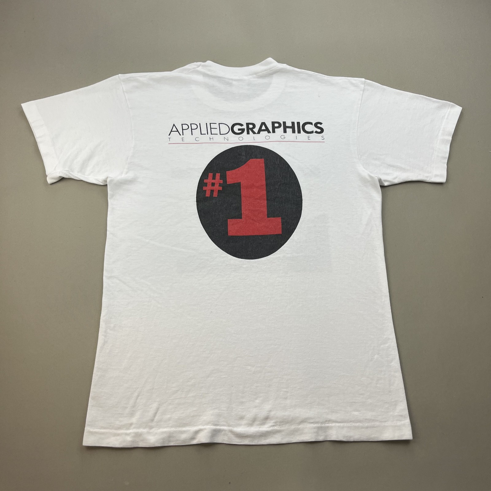 Vintage Applied Graphics T-Shirt Adult Medium White Technology Baseball USA 90s gallery