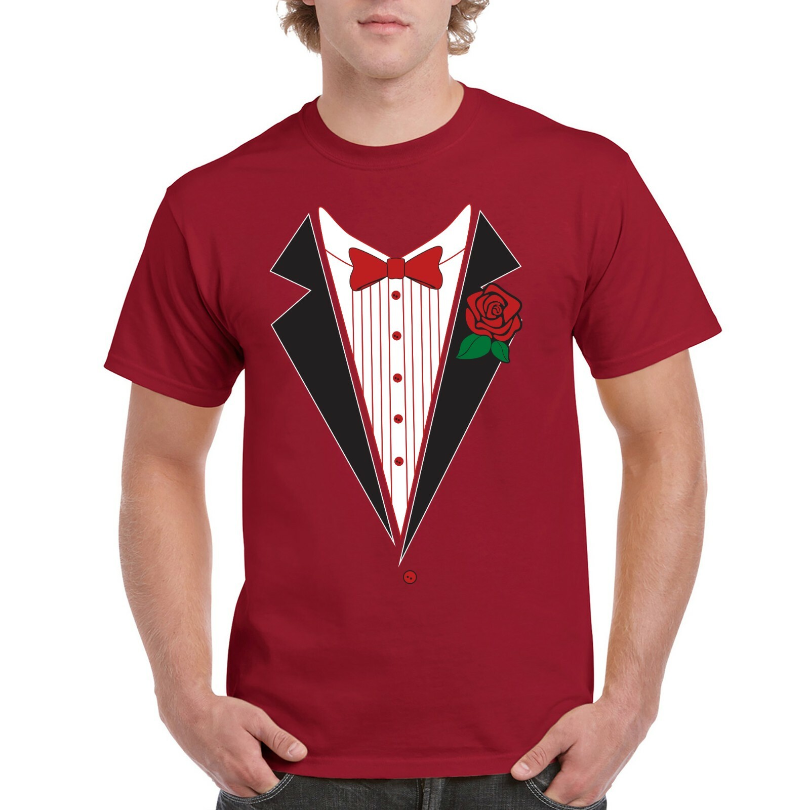 Tuxedo with Rose - Classy Formal Funny Party Bowtie T Shirt gallery