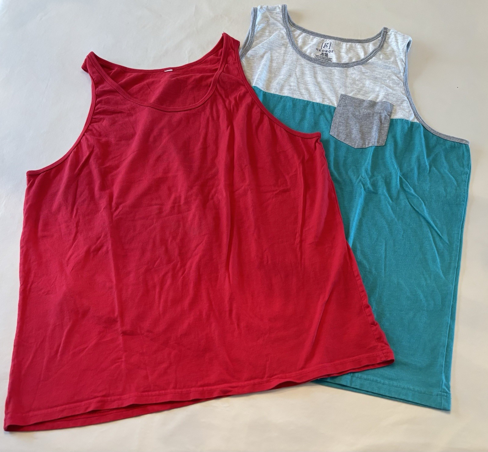George Men's XL Colorblock & Unbranded Tank Top Scoop Neck Cotton Blend Lot Of 2 gallery