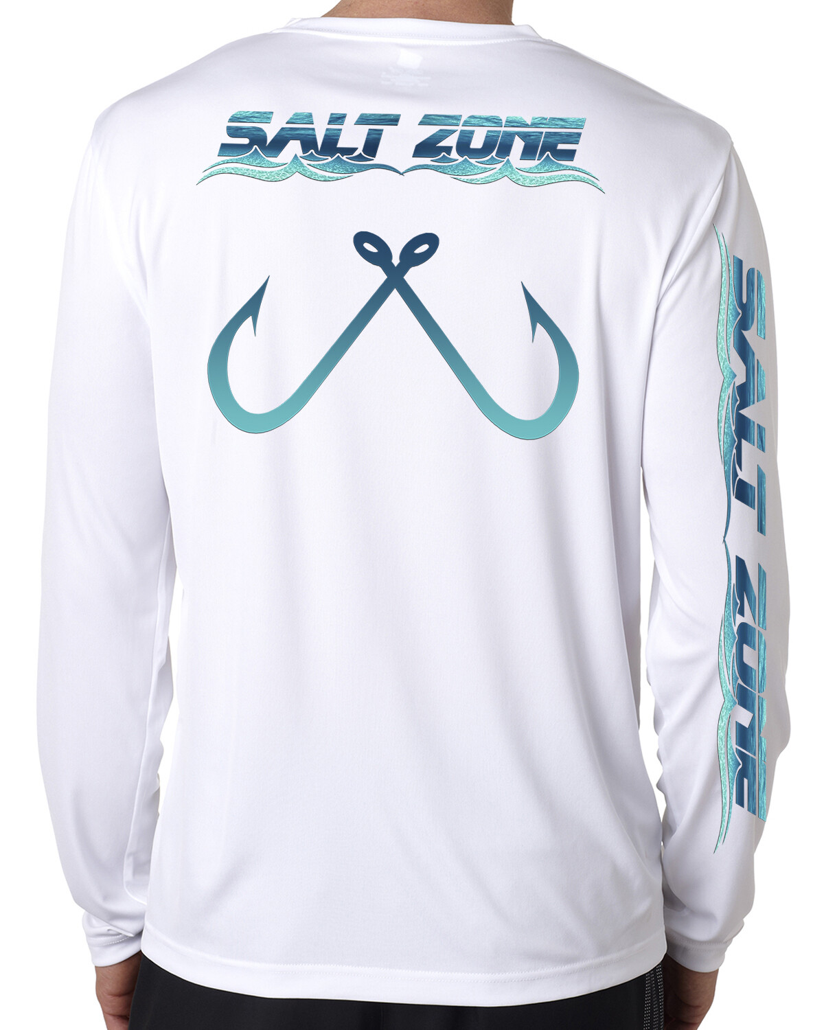 Salt Zone t shirt long sleeve microfiber saltwater fishing uv upf 50+ Hooks