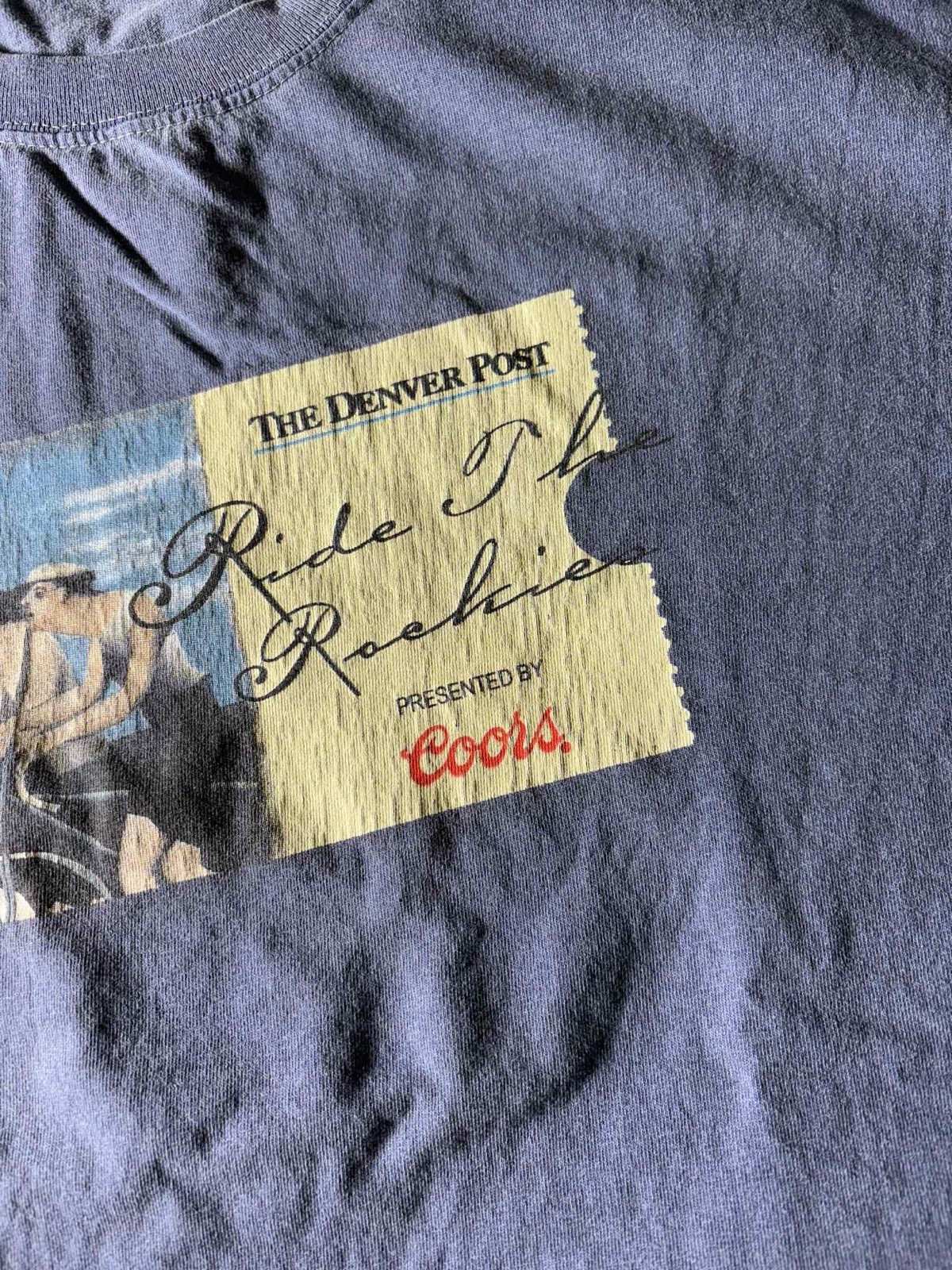 Vintage Y2K Denver Post Office 2002 Post Card Graphic Blue Shirt Size XL!!!! gallery