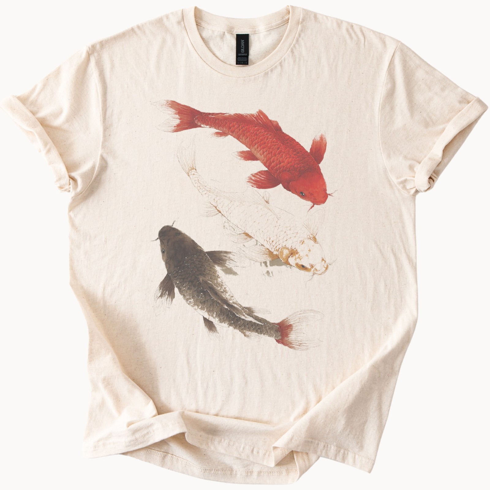 Koi Fish Graphic Tee Natural Shirt Aquatic Art Design gallery