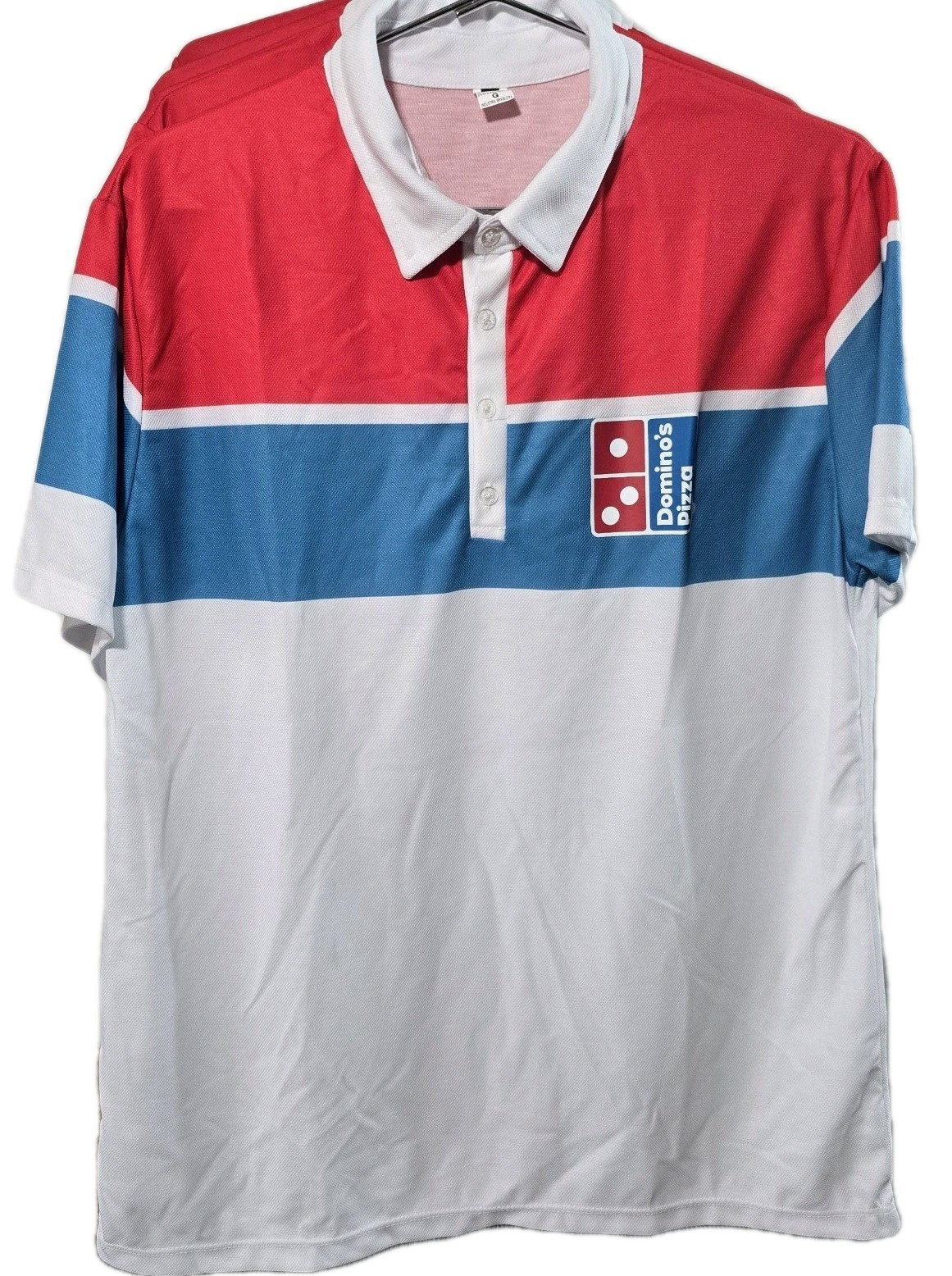 Domino's Pizza Employee Red White Blue Work Shirt Size GG gallery
