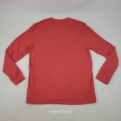 Saddlebred Mens Large Orange Flex Carbon Long Sleeve Pullover Henley Shirt