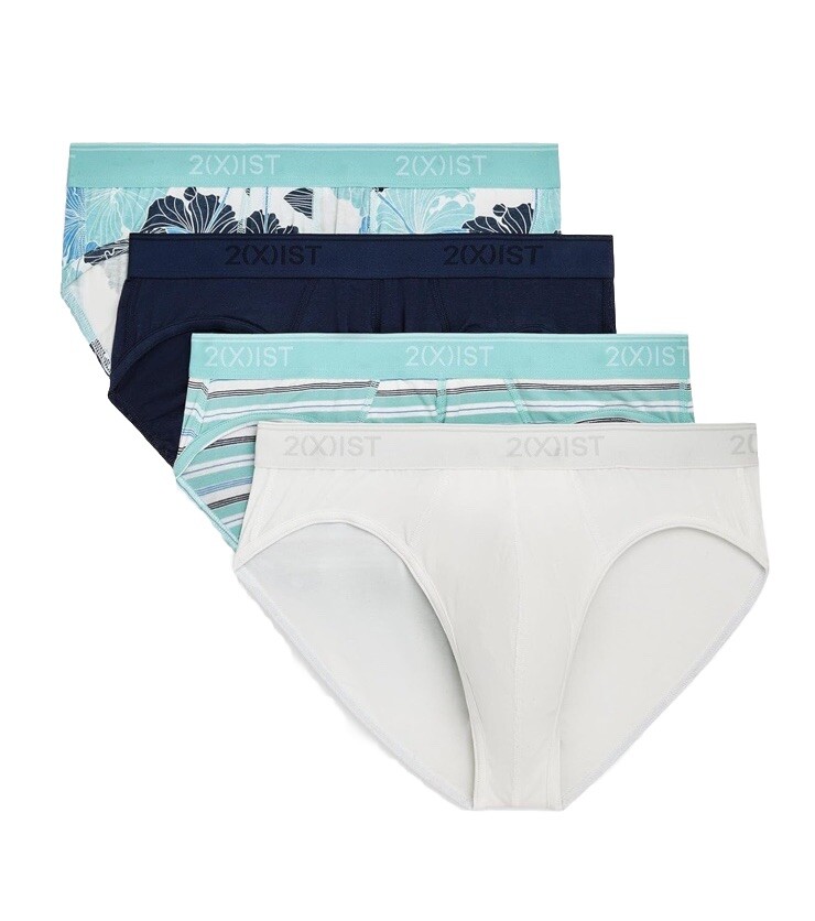 NWT . 2(x)ist. Men’ 4 Pack.  NO SHOW Stretch Briefs.  Floral Print.  MSRP $39.00