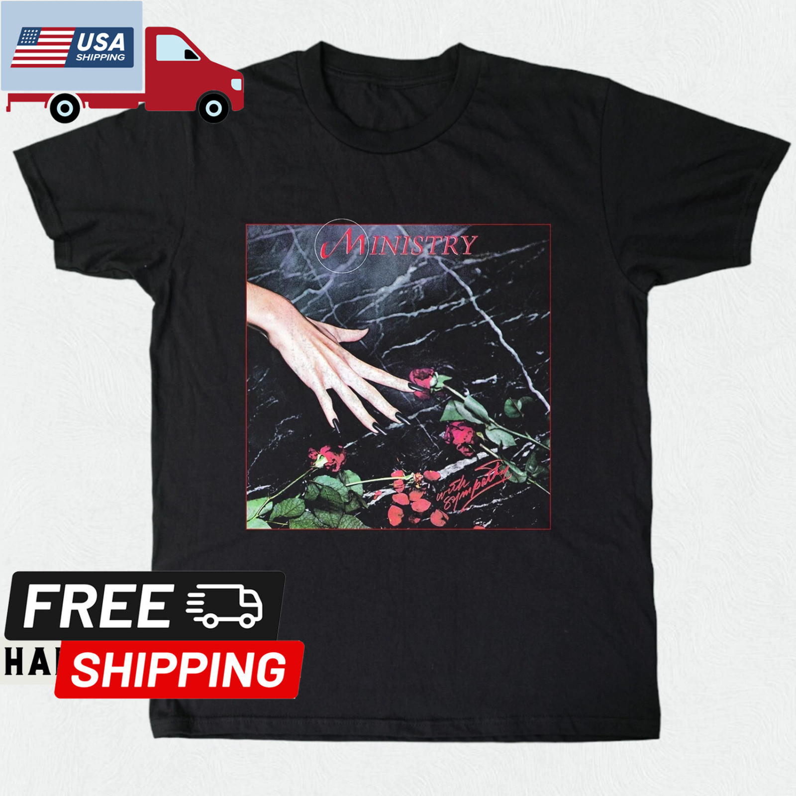 Ministry – With Sympathy Metal Band Unisex Black T-shirt Size S-5XL