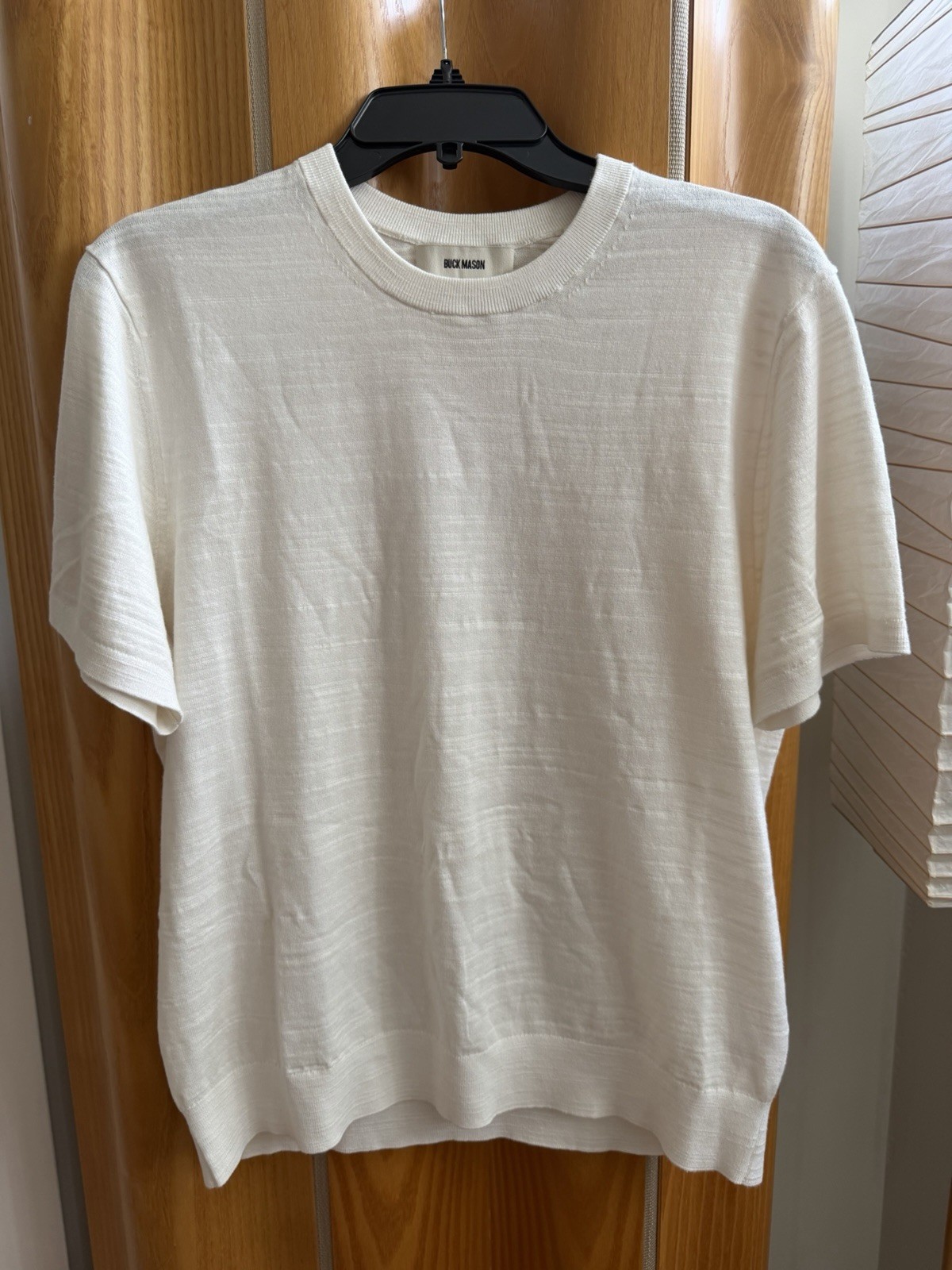 New Buck Mason Avalon Knit Tee Size L Ivory $98