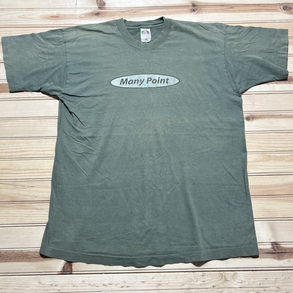 Vintage 90s “ Many Point ” Scout Camp Faded Green Single Stitch Shirt Size XL