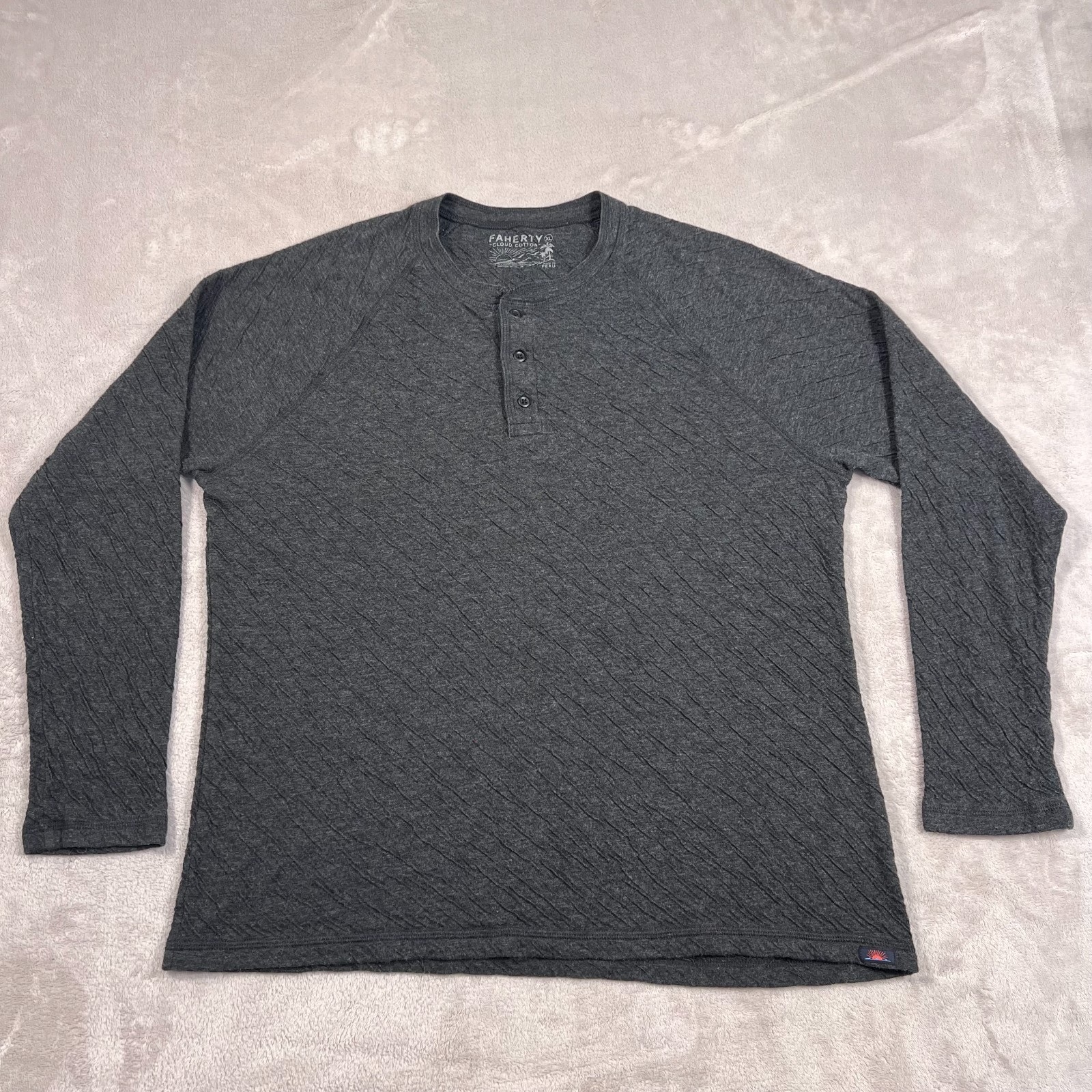 Faherty Shirt Mens Size XL Dark Gray Henley Collar Cloud Cotton Modal Blend