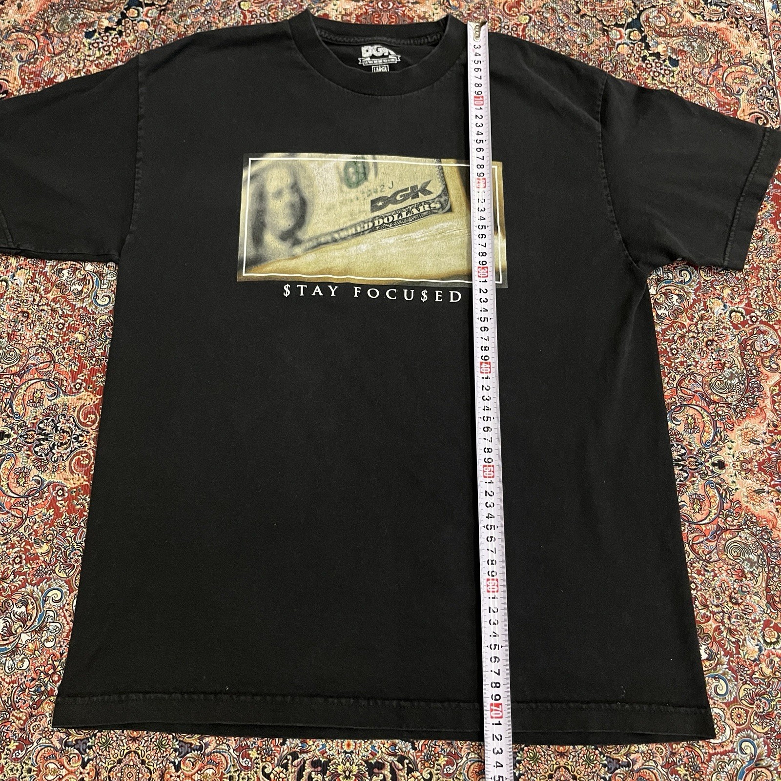 Vintage DGK Skateboards T Shirt Large Stay Focused Money Graphic Black Y2K Tee gallery