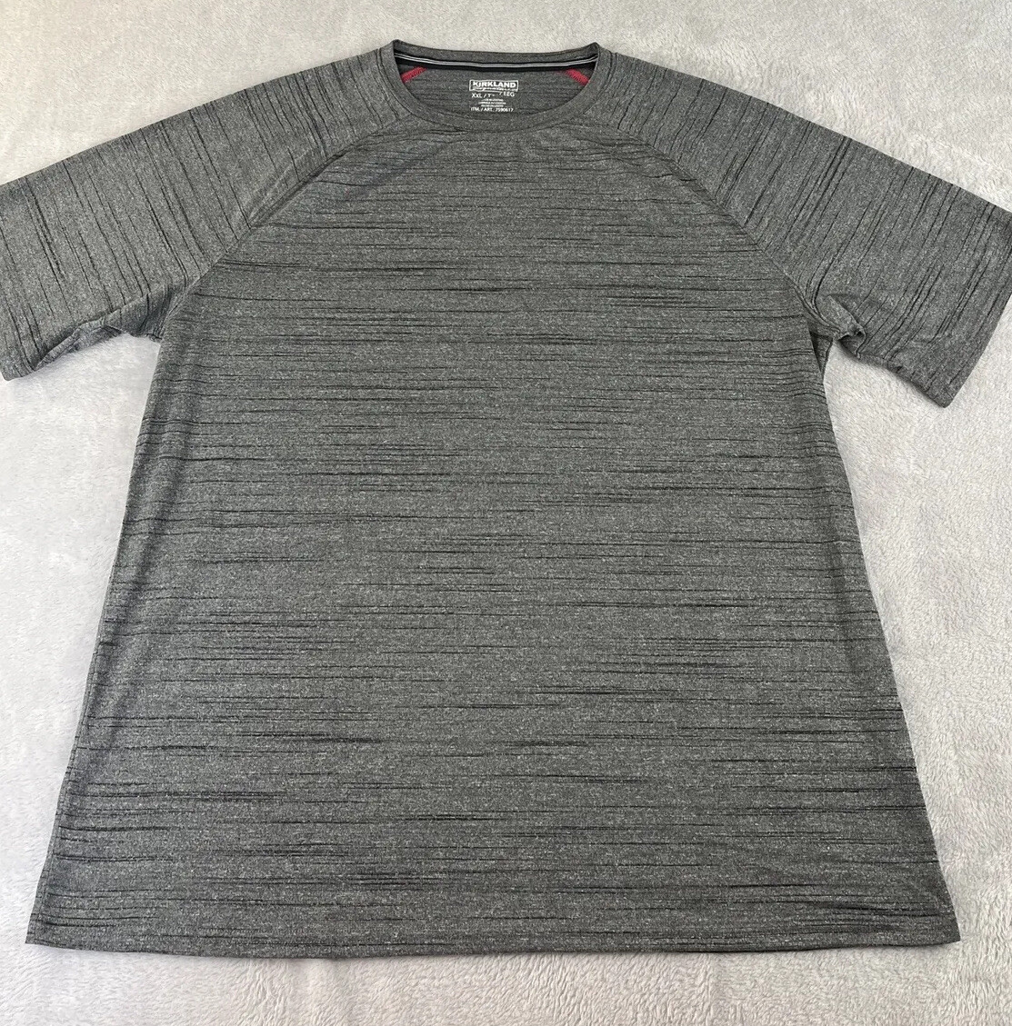 Kirkland Men’s Gray Striped short sleeve Active Tee Shirt Size XXL gallery