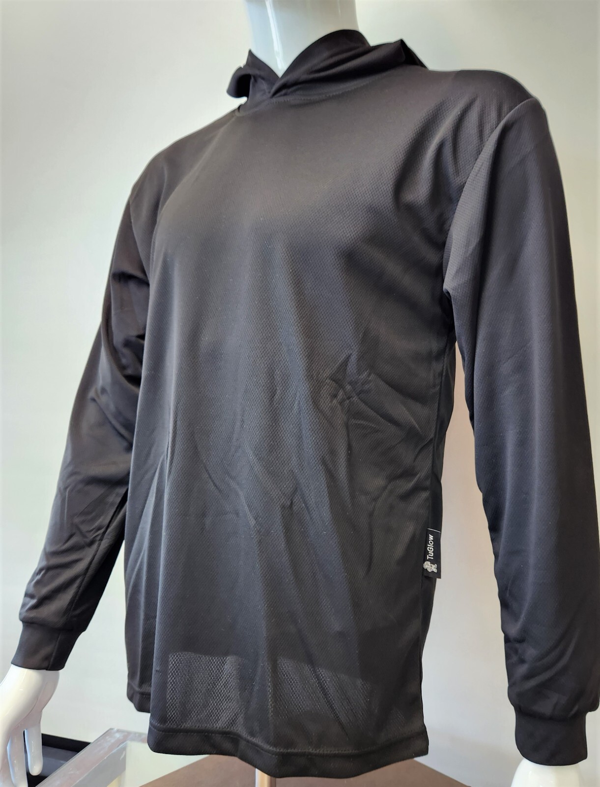 Black Long Sleeve Safety Shirt With Hoodie, Quick Dry Polyester Birdeye mesh gallery