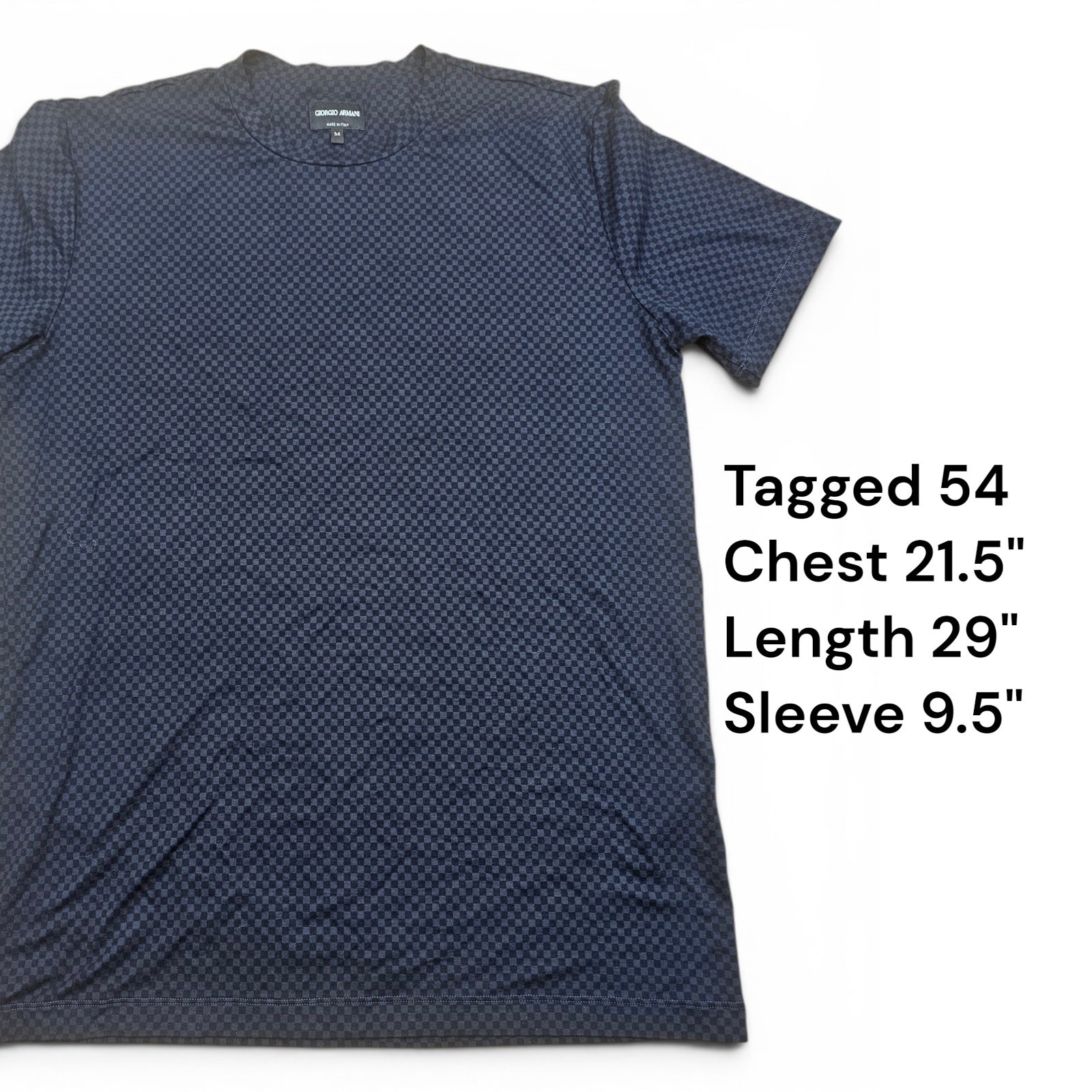 GIORGIO ARMANI Checkered Luxury Tee Men's 54/XL Made In Italy Quiet Luxury Shirt gallery