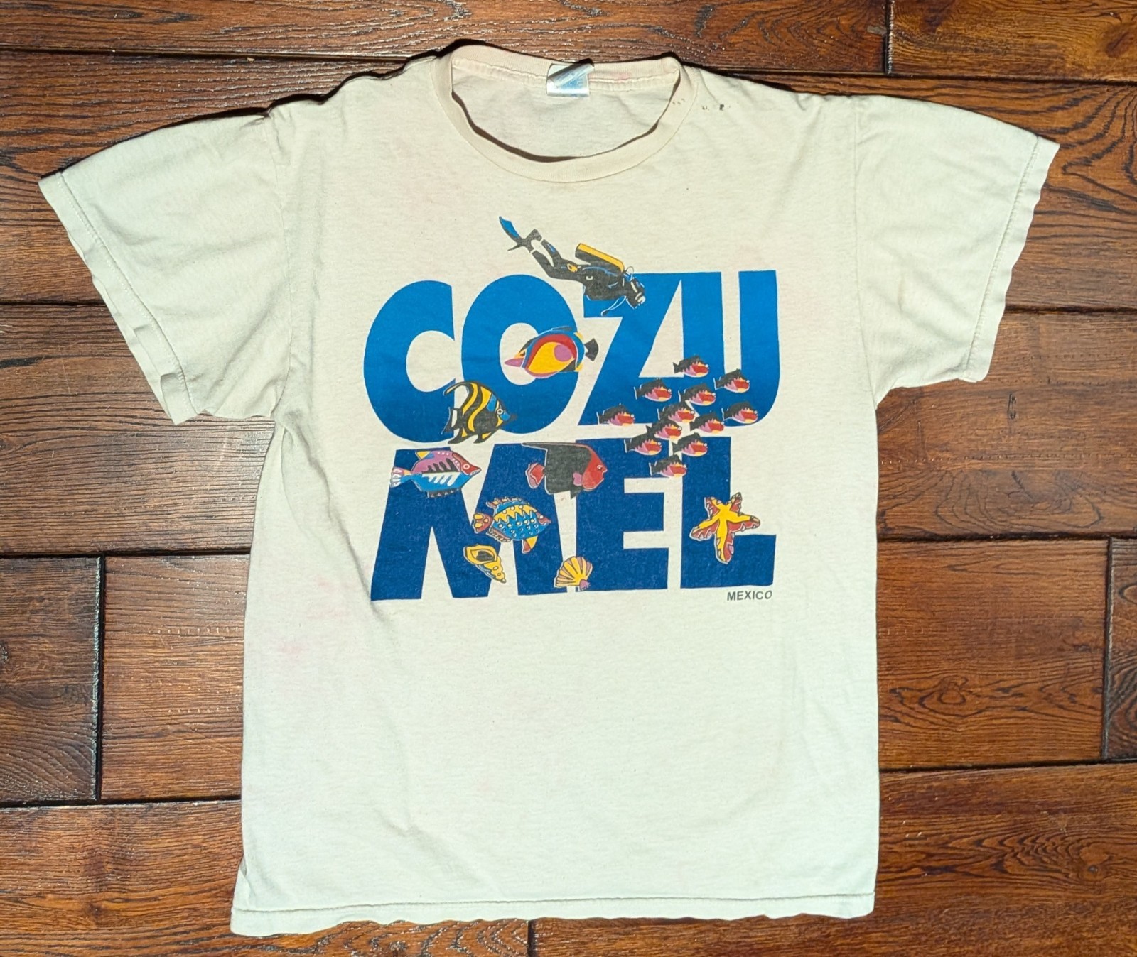 VTG M&O Knits Cozumel Mexico Underwater Diving Snorkling Fish T-Shirt Men's Sz S gallery