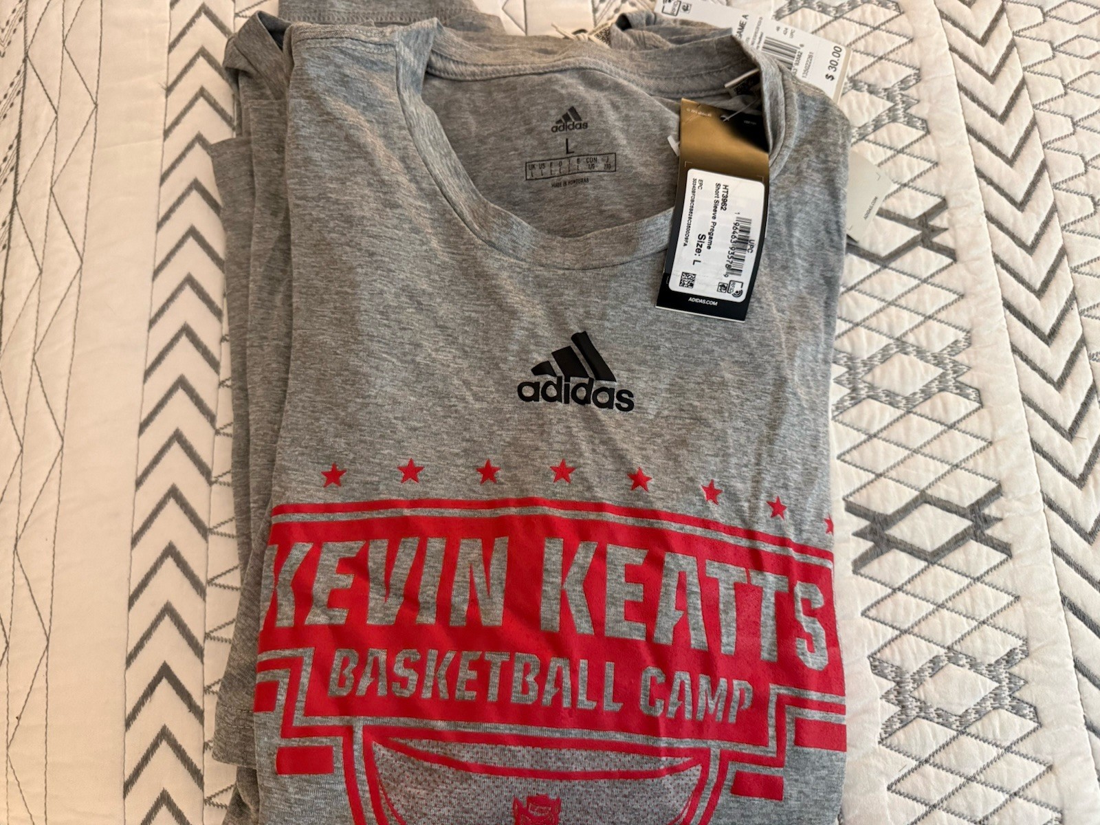 adidas Kevin Keatts Basketball Camp Logo Gray Crew Neck Tees S, L, and XL. gallery