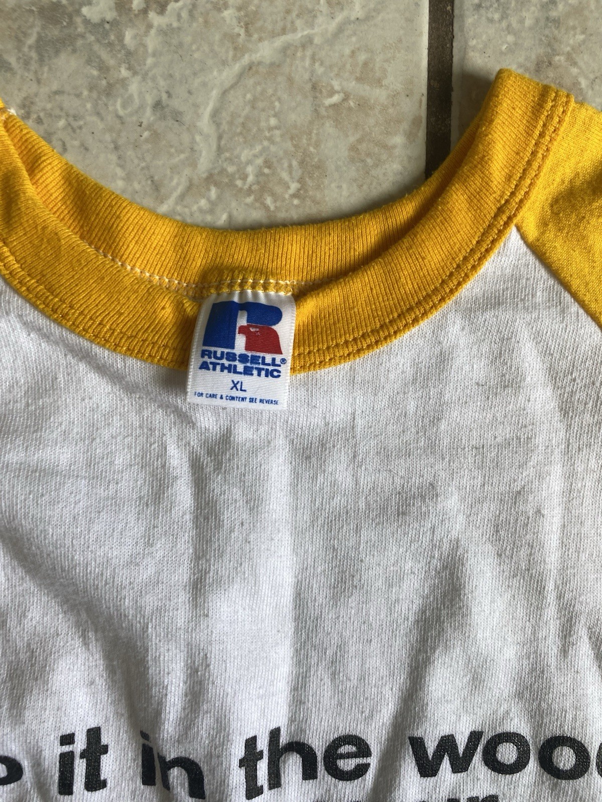Vintage 1970’s 80’s Partner Chainsaws Workwear Sex Joke russel Ringer Tee Shirt gallery