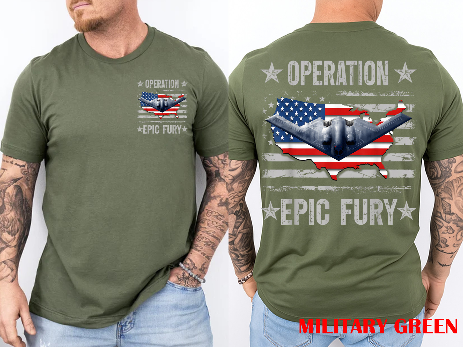 Operation Epic Fury US Flag Front Back Print T-Shirt gallery