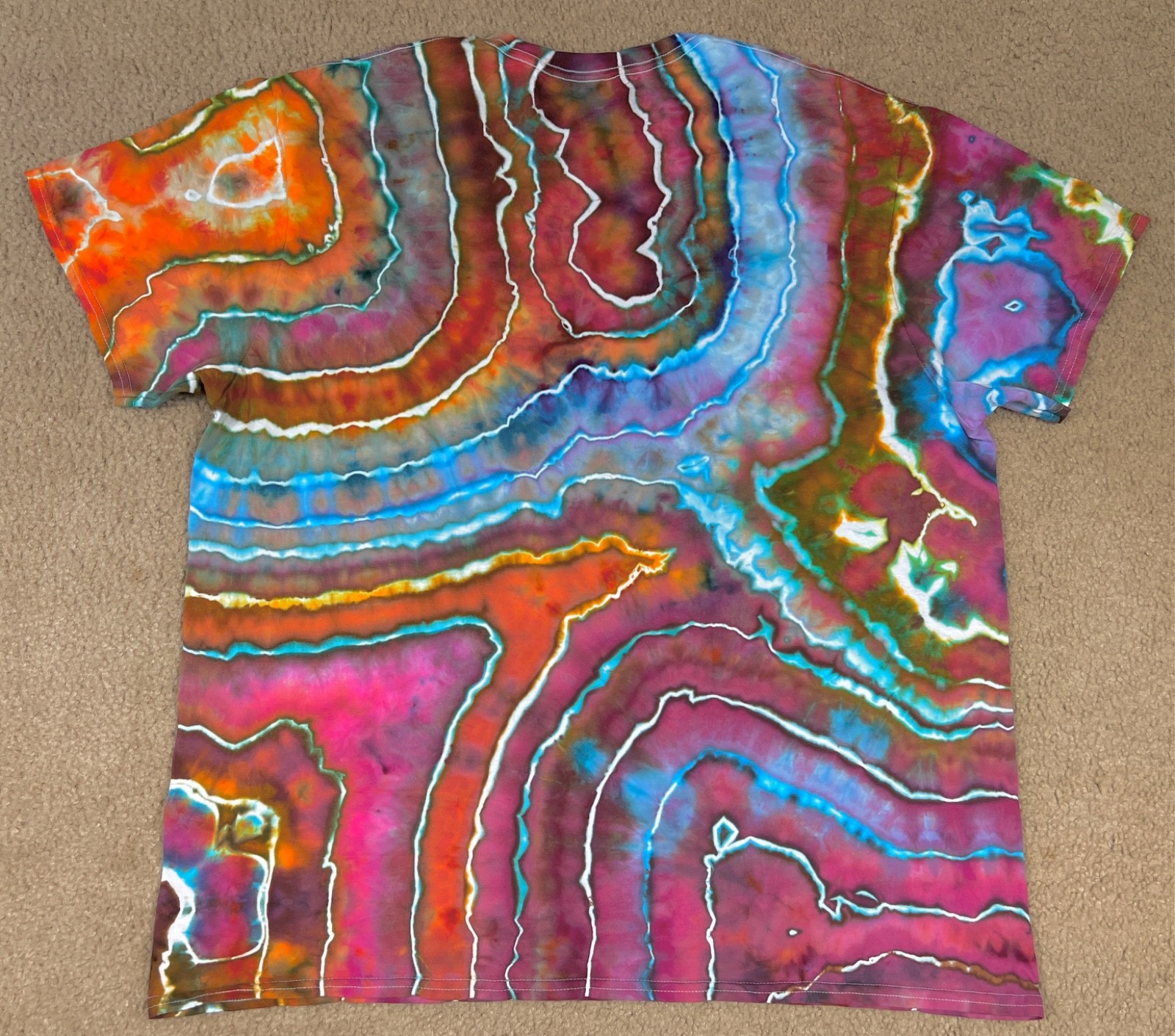 Handmade Ice Tie Dye T-Shirt 2XL Mens Womens Soft Cotton Blue Red Geode gallery