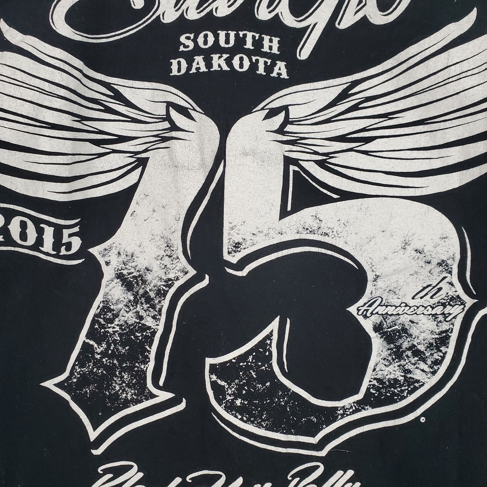 STURGIS 75TH ANNIVERSARY T SHIRT 2015 BLACK HILLS RALLY MOTORCYCLE WINGS 2XL gallery
