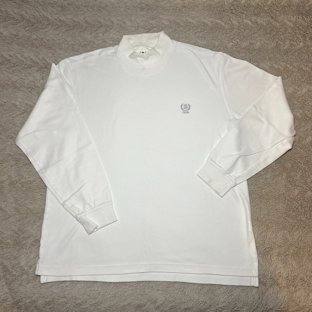 IZOD White Long Sleeve Mock Neck Shirt Mens Size Small 100% Cotton gallery