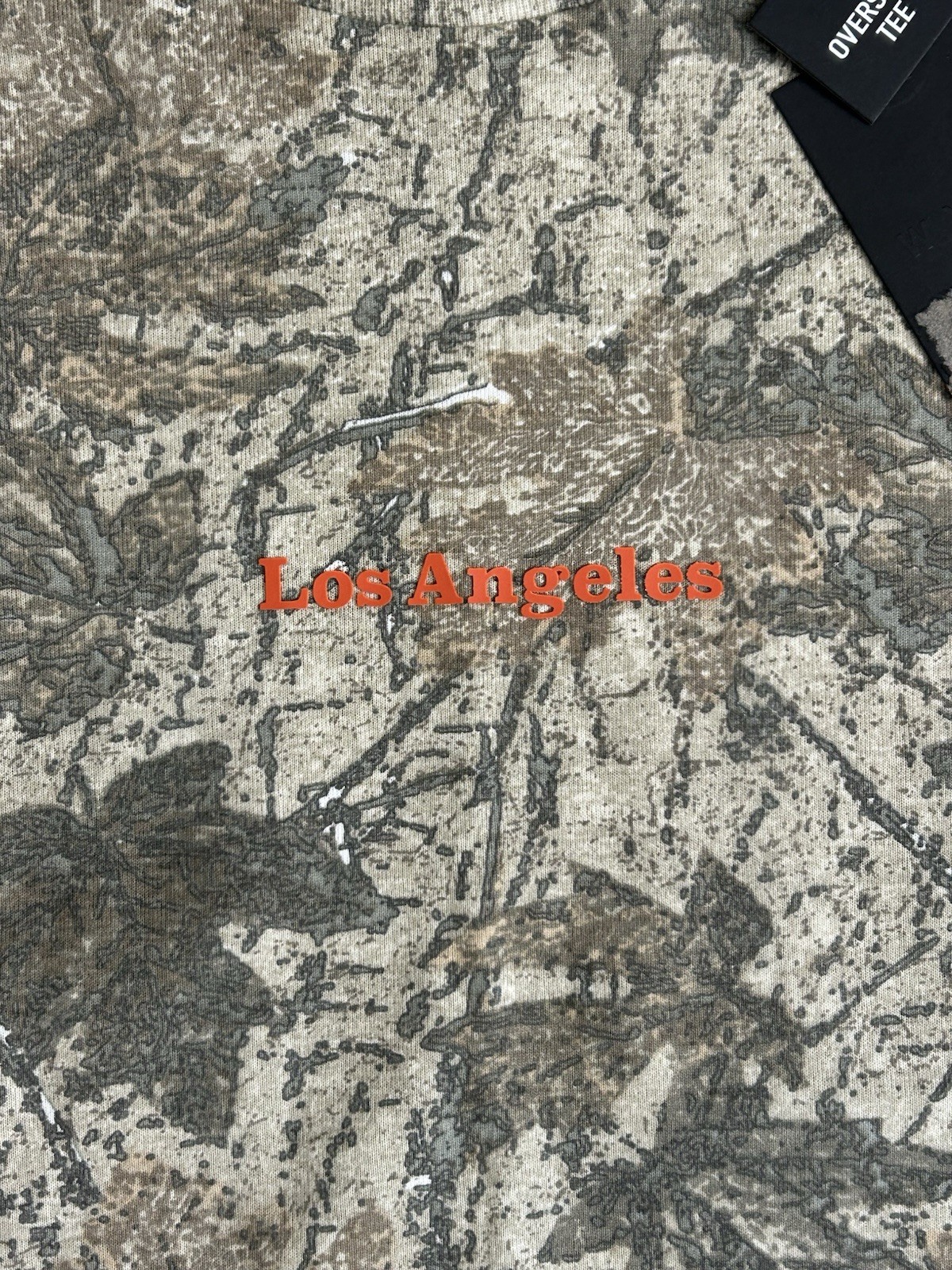 Los Angeles Camo T Shirt Orange Writing Size M