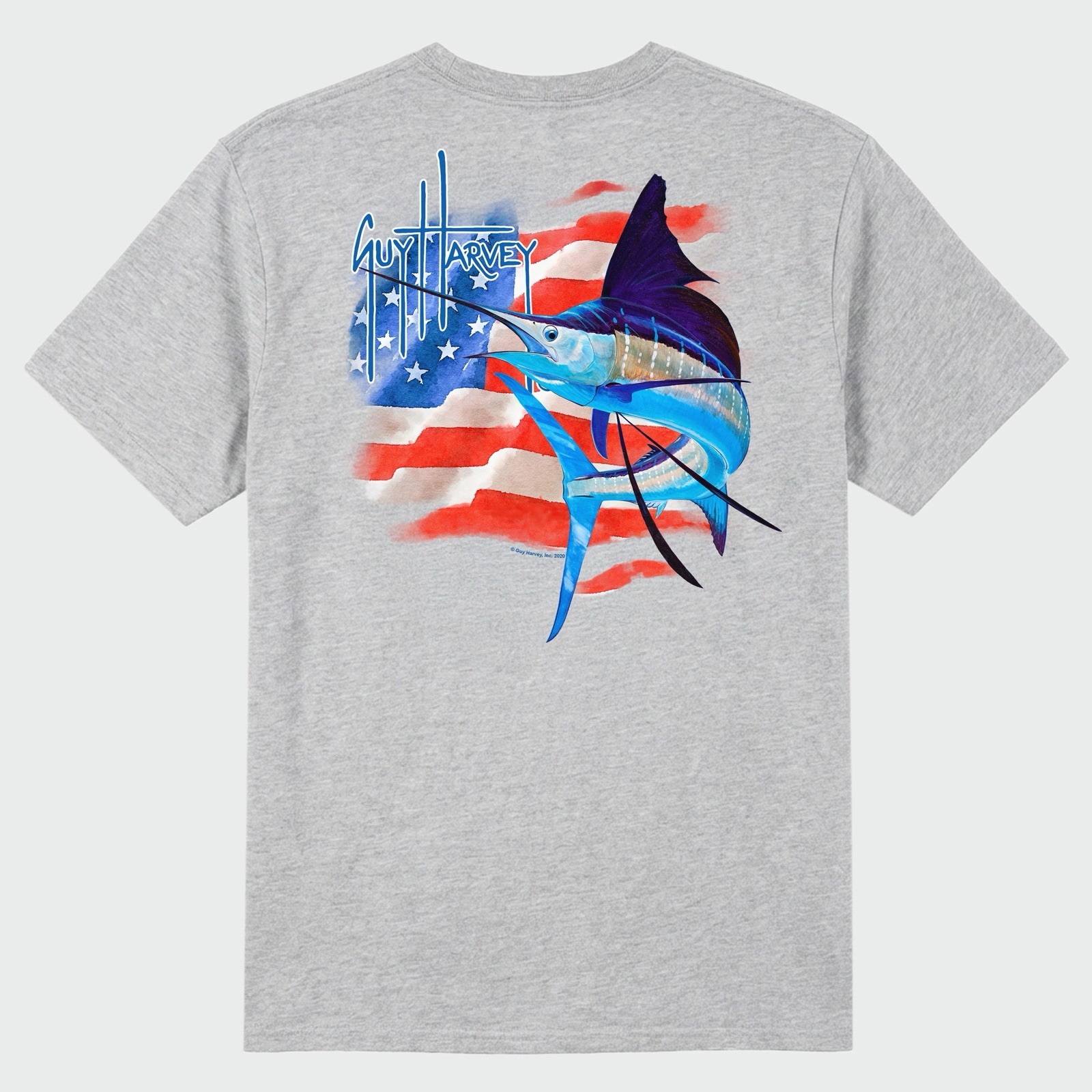 Guy Harvey Patriotic Pocket T-Shirt XXL in Sport Grey Heather NWT gallery
