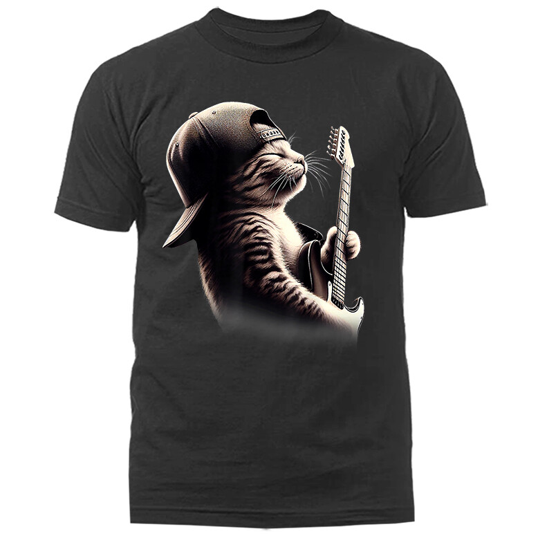 Cat Playing Guitar Rock Music Band Funny Animal T-shirt gallery